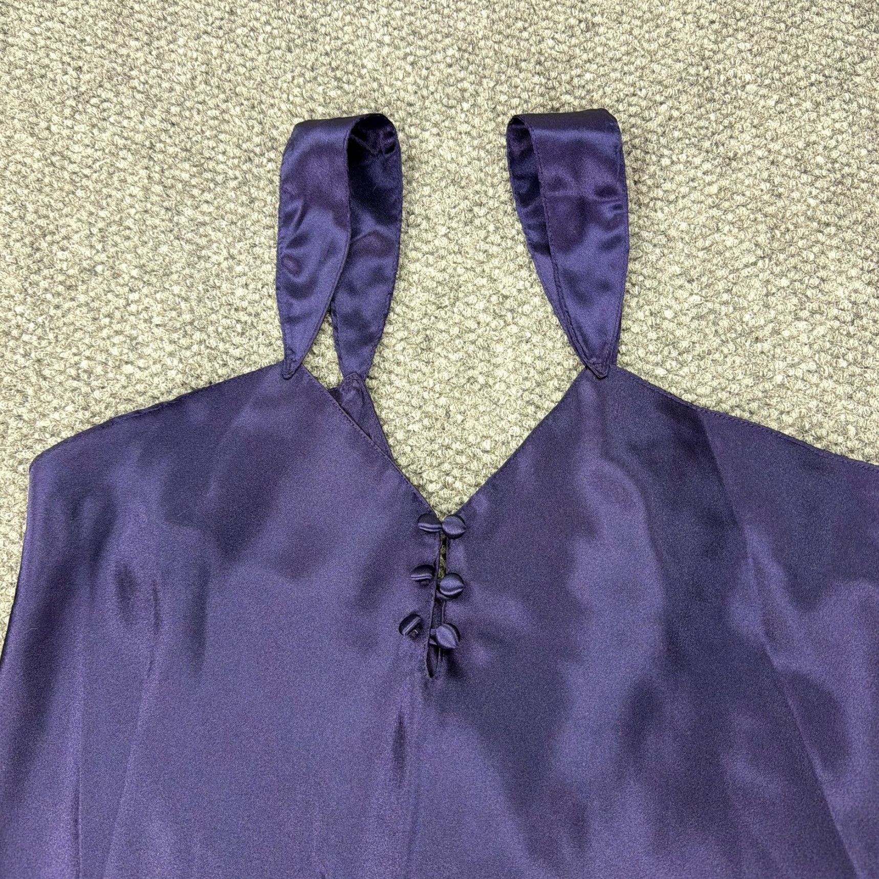 Vintage VINTAGE Erika Taylor Intimates Nightgown Womens Medium Purple Satin Chemise Sleepwear Size ONE SIZE - 2 Thumbnail