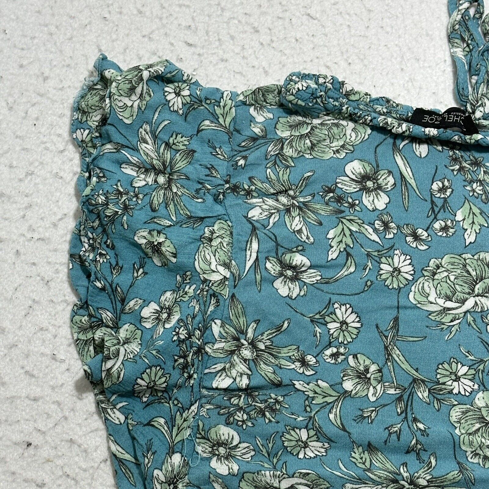 Rachel Zoe Rachel Zoe Medium Floral Teal Blue Ruffle Peasant Blouse Top Size M / US 6-8 / IT 42-44 - 14 Thumbnail