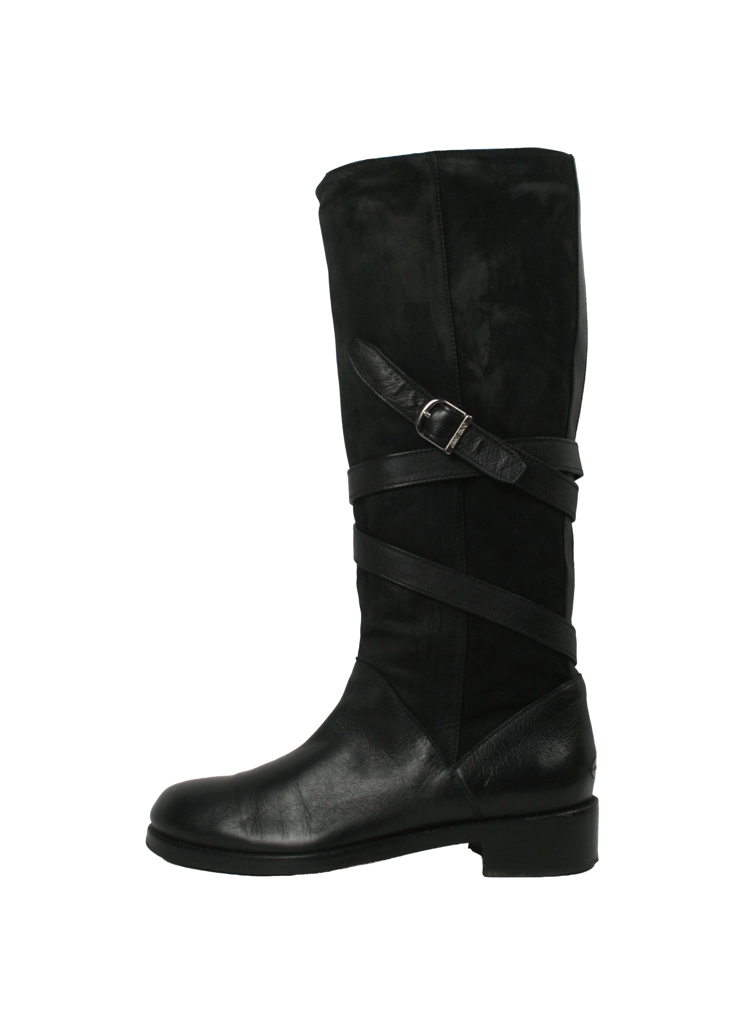 Jimmy Choo Riding Belted Knee High Leather Suede Boots Size US 8 / IT 38 - 1 Thumbnail