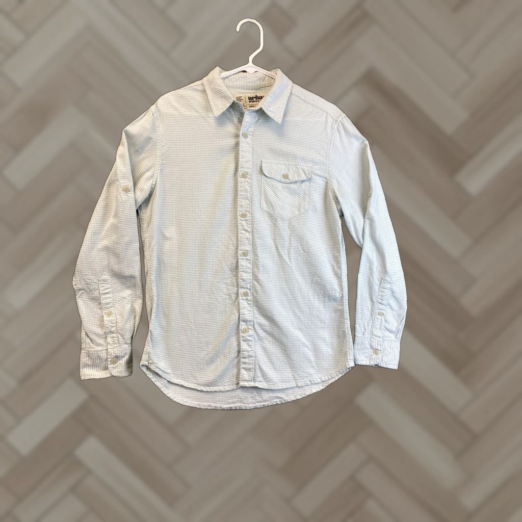 Vintage Urban Pipeline Shirt Men's Mint Green Check Button-Down Slim Fit Size S Mens Size US S / EU 44-46 / 1 - 1 Thumbnail