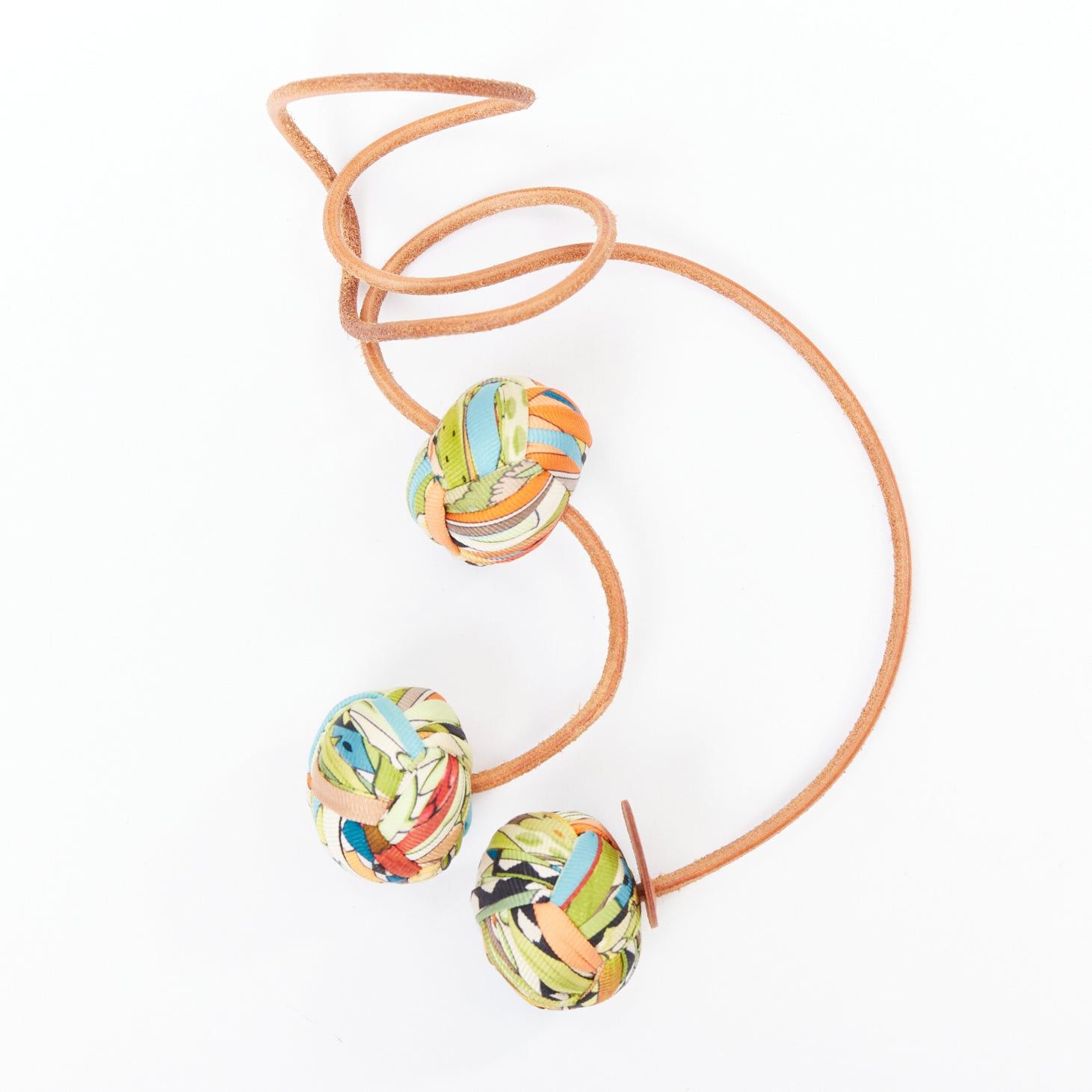 Hermes rare HERMES Silk Et Cuir Pompons Bag Charm silk pompom leather cord handbag charm Size ONE SIZE - 1 Thumbnail