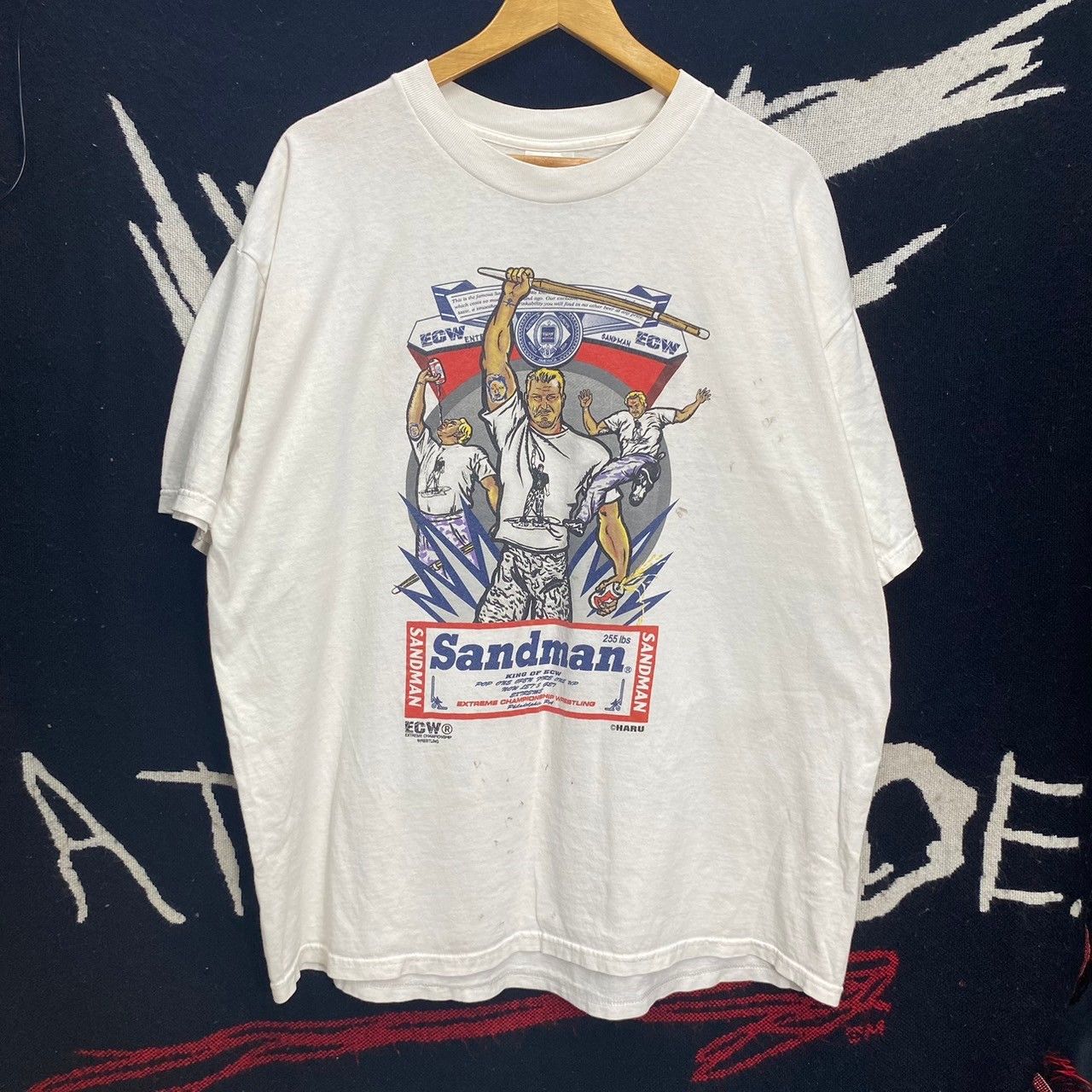 Vintage SANDMAN ECW Rare Vintage 90s Haru Design Wrestling Shirt XL ...