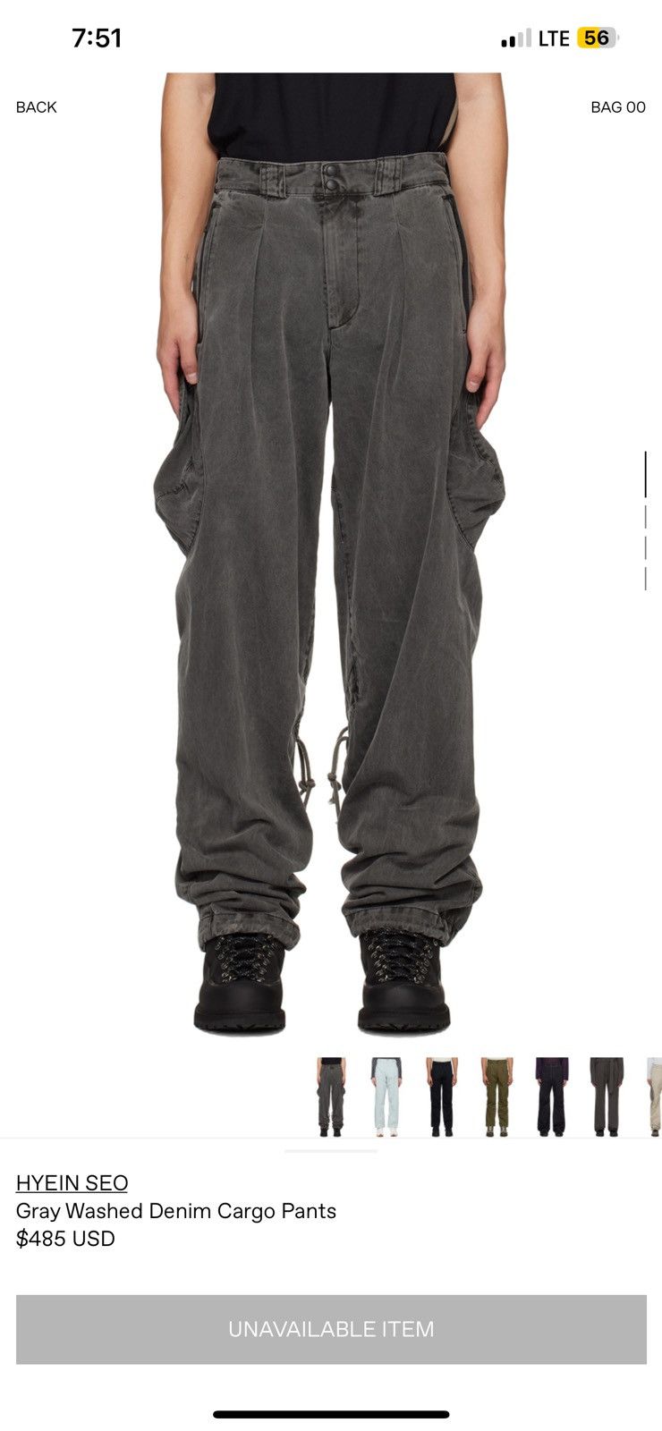 Hyein Seo Hyein Seo Gray Washed Denim Cargo Pants | Grailed