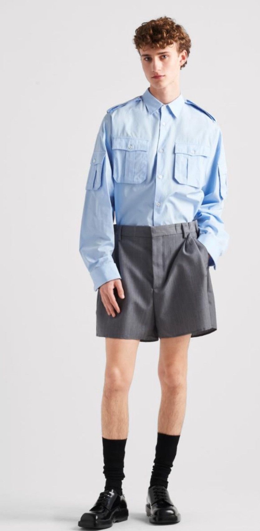 Prada Prada Multi Pocket Popeline Cargo Shirt Size US XL / EU 56 / 4 - 2 Thumbnail