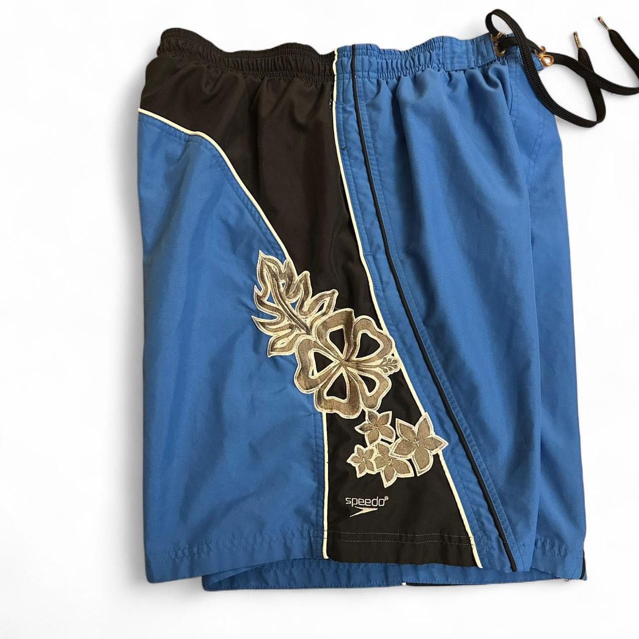 Speedo Men’s Speedo Vintage 90s Floral Blue Swim Trunks Shorts Size US 34 / EU 50 - 3 Thumbnail