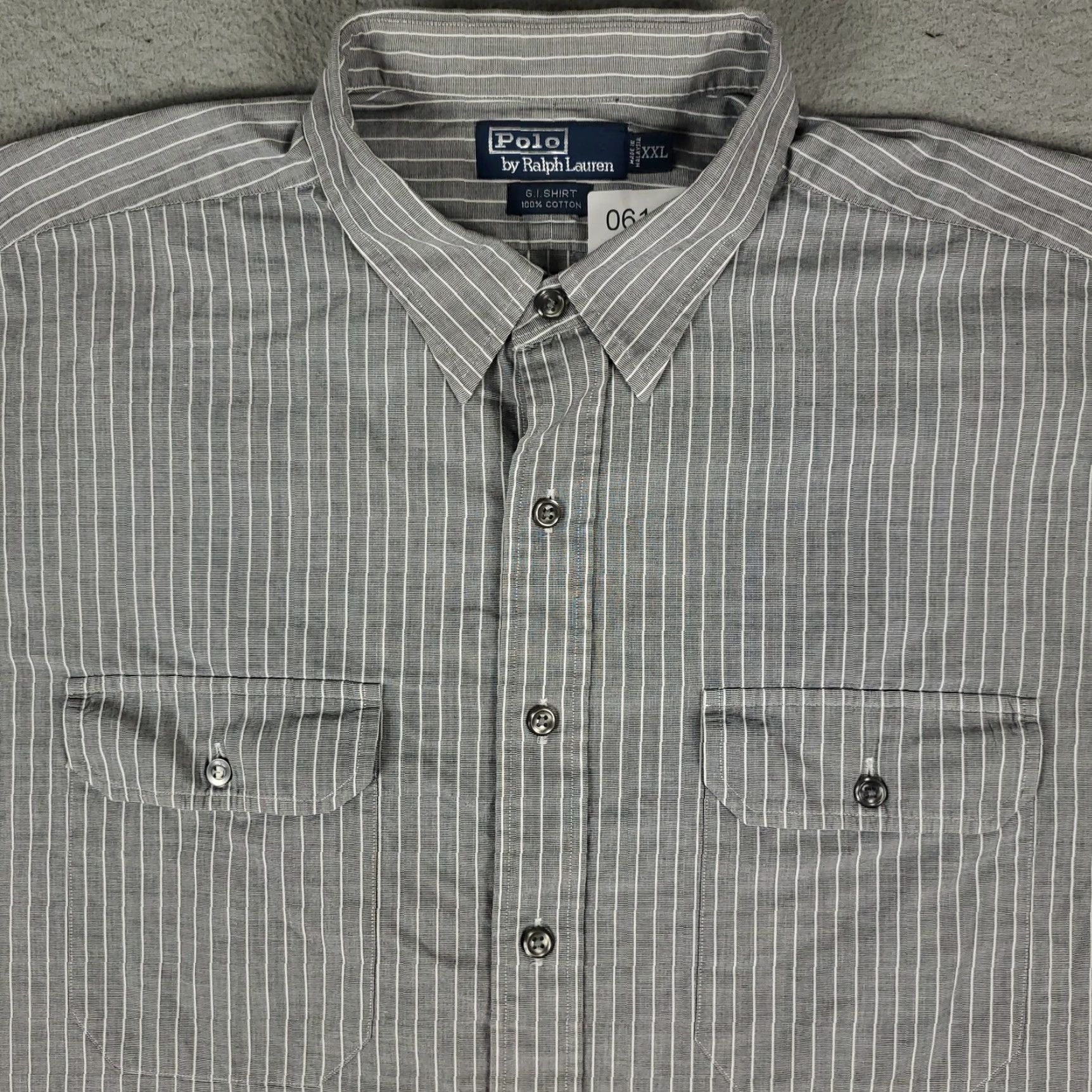 Polo Ralph Lauren Polo Ralph Lauren Button-Up Shirt Mens 2XL Gray White Striped Cotton Long Sleeve Classic Preppy Size US XXL / EU 58 / 5 - 2 Thumbnail