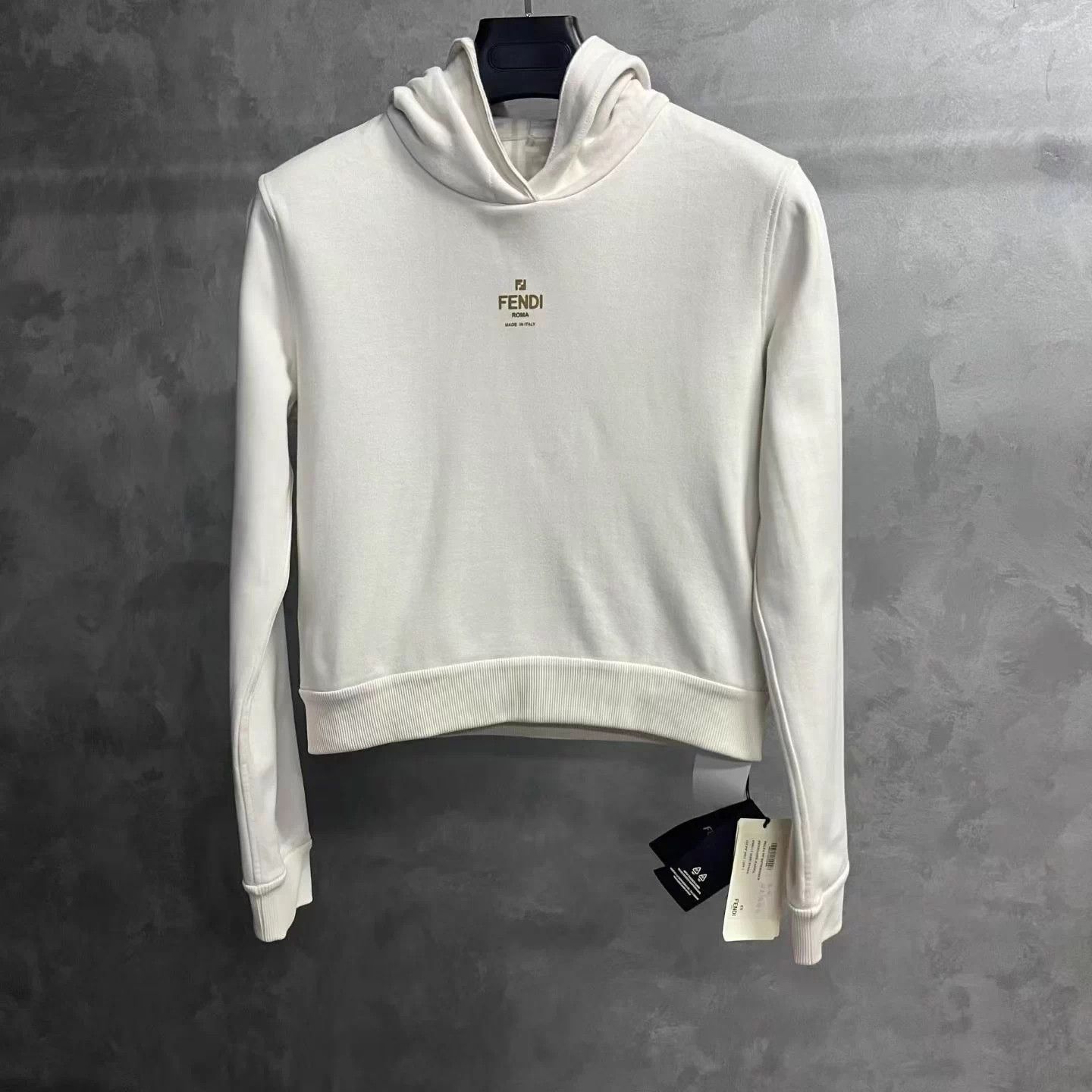 Fendi Fendi White Logo Print Hooded Sweatshirt XS Size XS / US 0-2 / IT 36-38 - 3 Thumbnail
