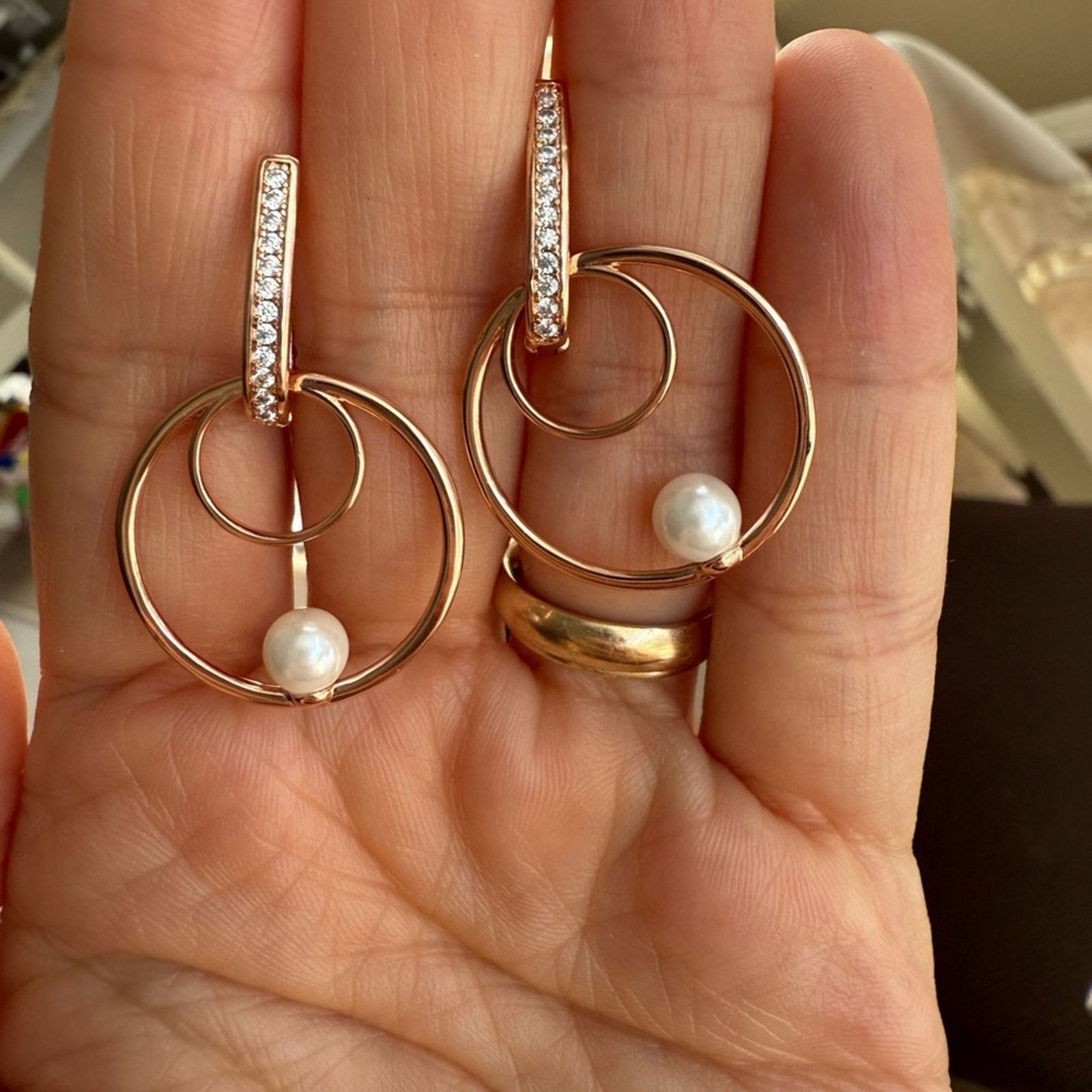 Other Pearl Round Natural Zircon Micro Wax Setting Earrings Women Size ONE SIZE - 5 Thumbnail