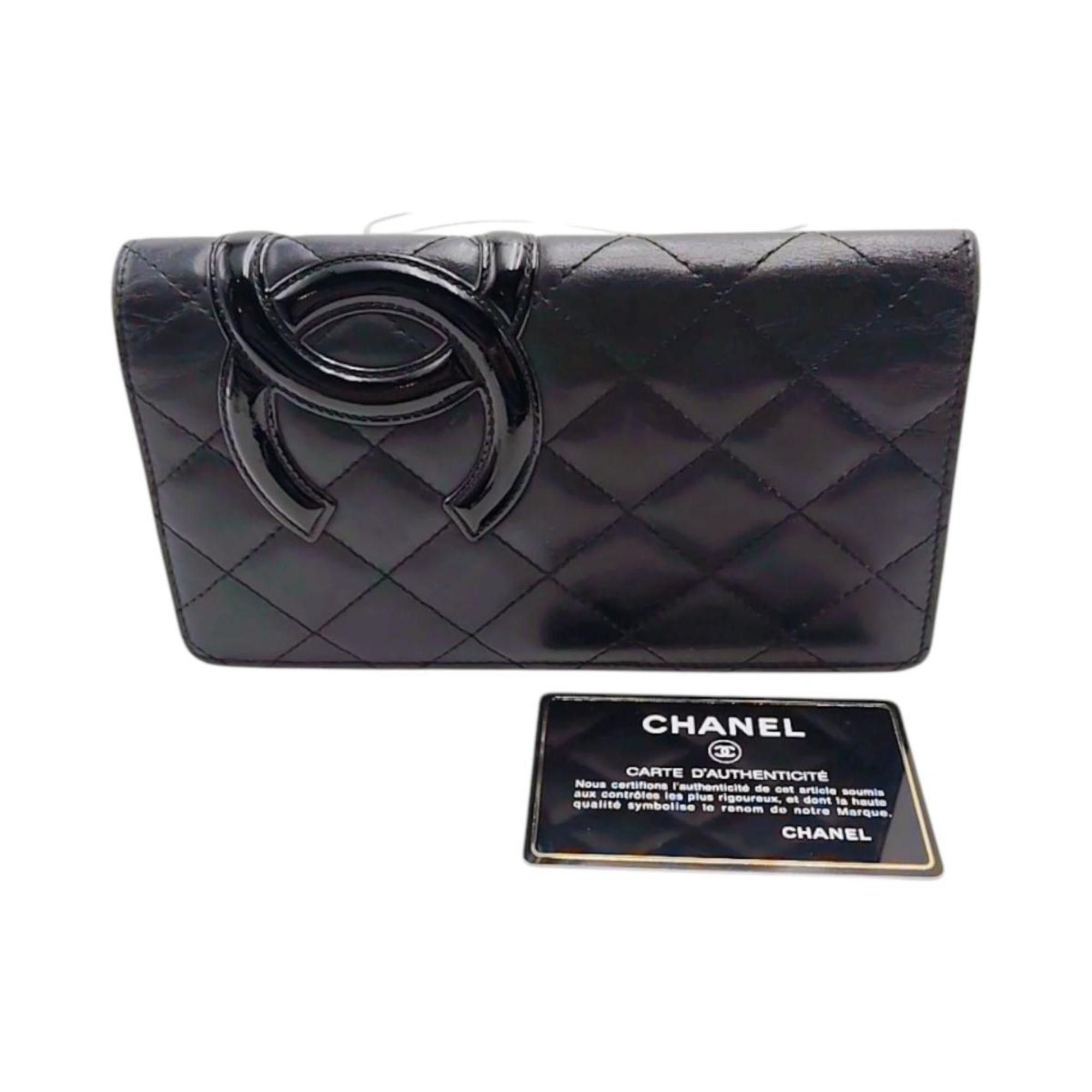 Chanel CHANEL Cambon Bifold Long Wallet in Calfskin Leather, Black/Pink, A26717 Size ONE SIZE - 1 Thumbnail