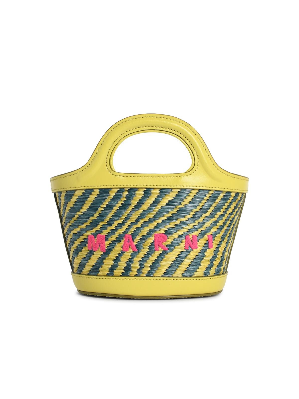 Marni MARNI Micro 'Tropicalia' Bag In Green Leather And Raffia-Effect Fabric Size ONE SIZE - 1 Thumbnail