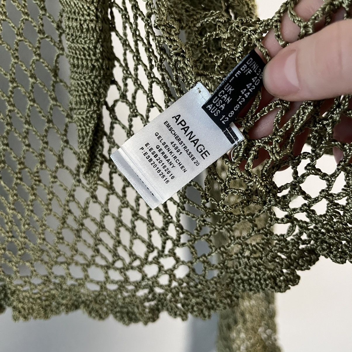 Handmade Y2K Olive Knit Mesh Top With Flared Sleeves Size M / US 6-8 / IT 42-44 - 6 Thumbnail