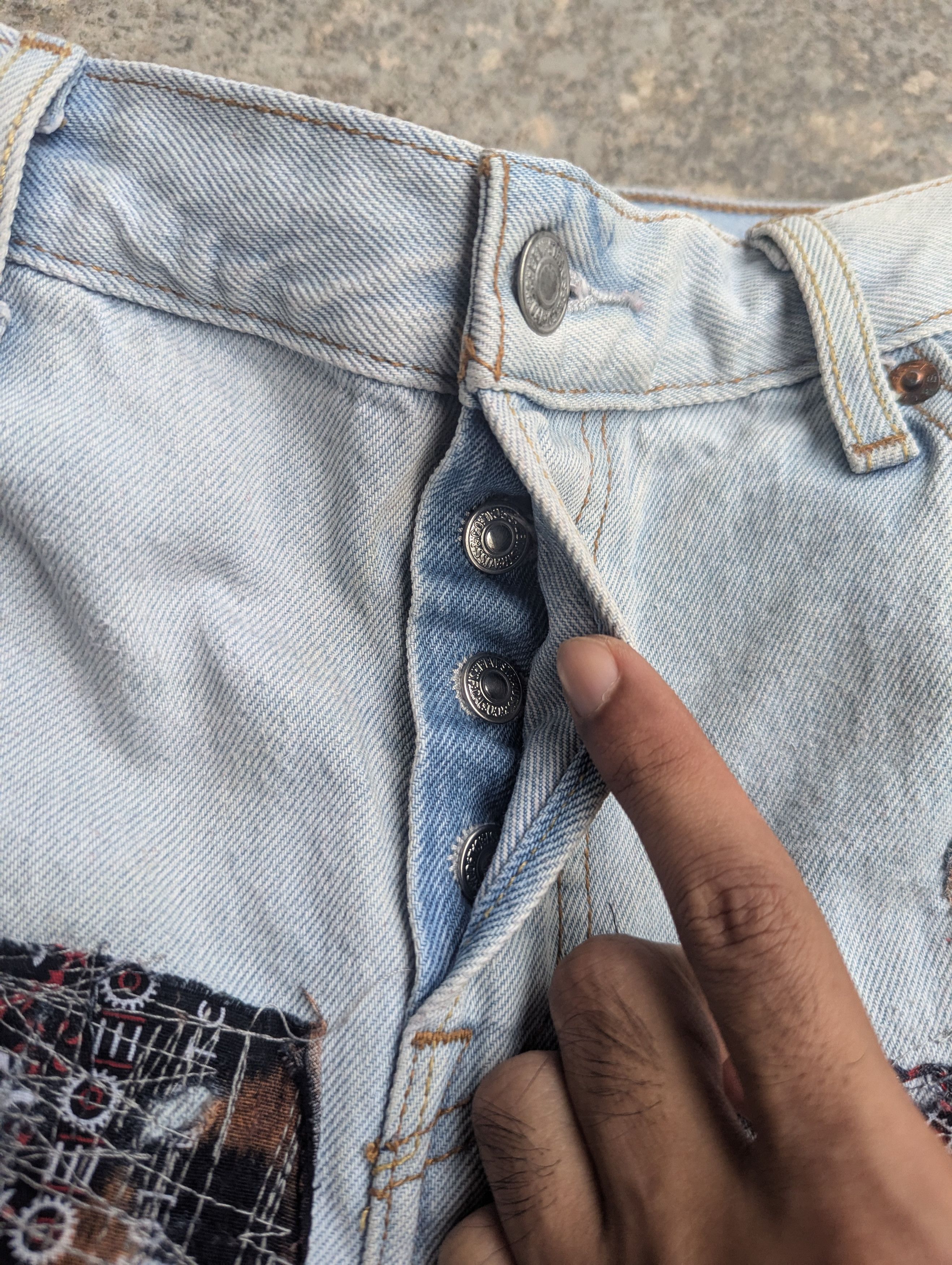Art Comes First × Levi's Levis 501 Jeans Bandana Boro Distressed Custom Made Size 33" - 10 Thumbnail