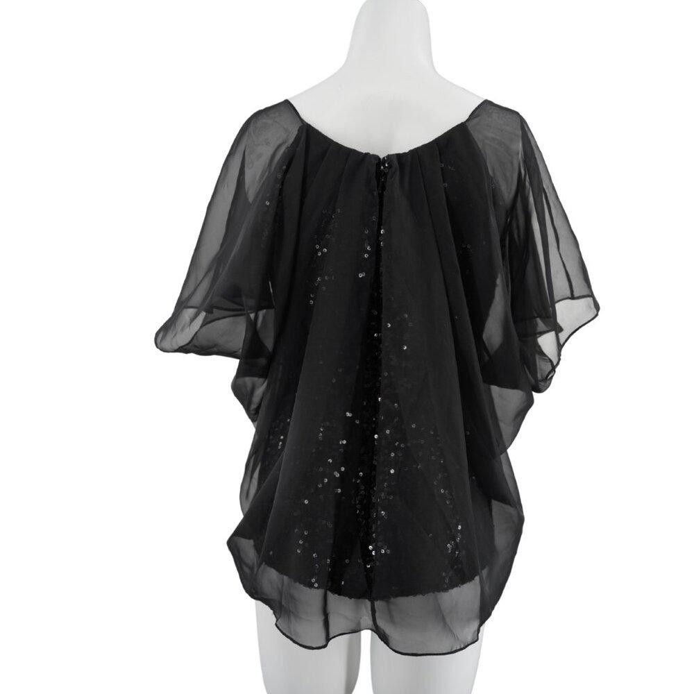 Designer Badgley Mischka Black Sequin Blouse Size XS Size XS / US 0-2 / IT 36-38 - 2 Thumbnail