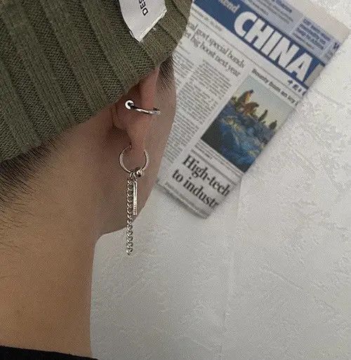 Jewelry x Vintage Retro Punk Earrings in Silver, Men's
