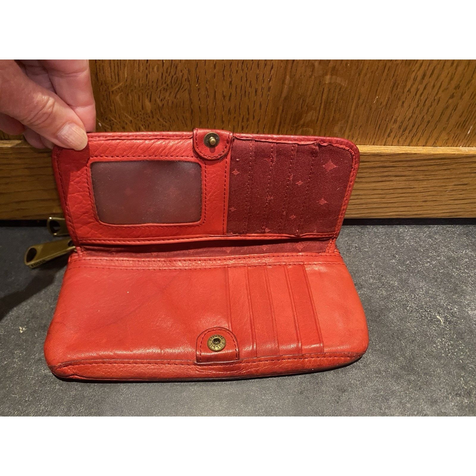 Fossil Fossil explorer flap clutch leather wallet red Soft Leather Size ONE SIZE - 4 Thumbnail
