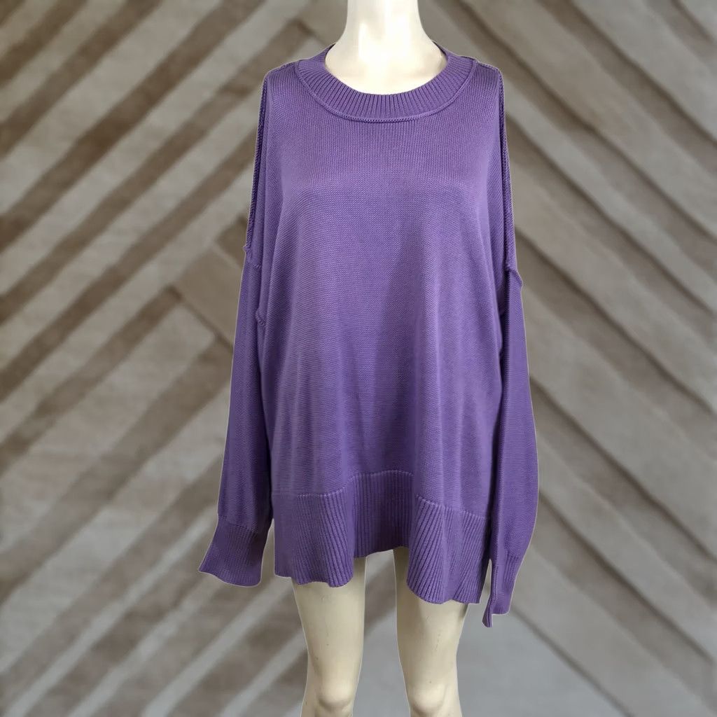 Vintage Wishlist Purple Knit Sweater Womens Size L Oversized Crew Neck Exposed Seams Size L / US 10 / IT 46 - 1 Thumbnail