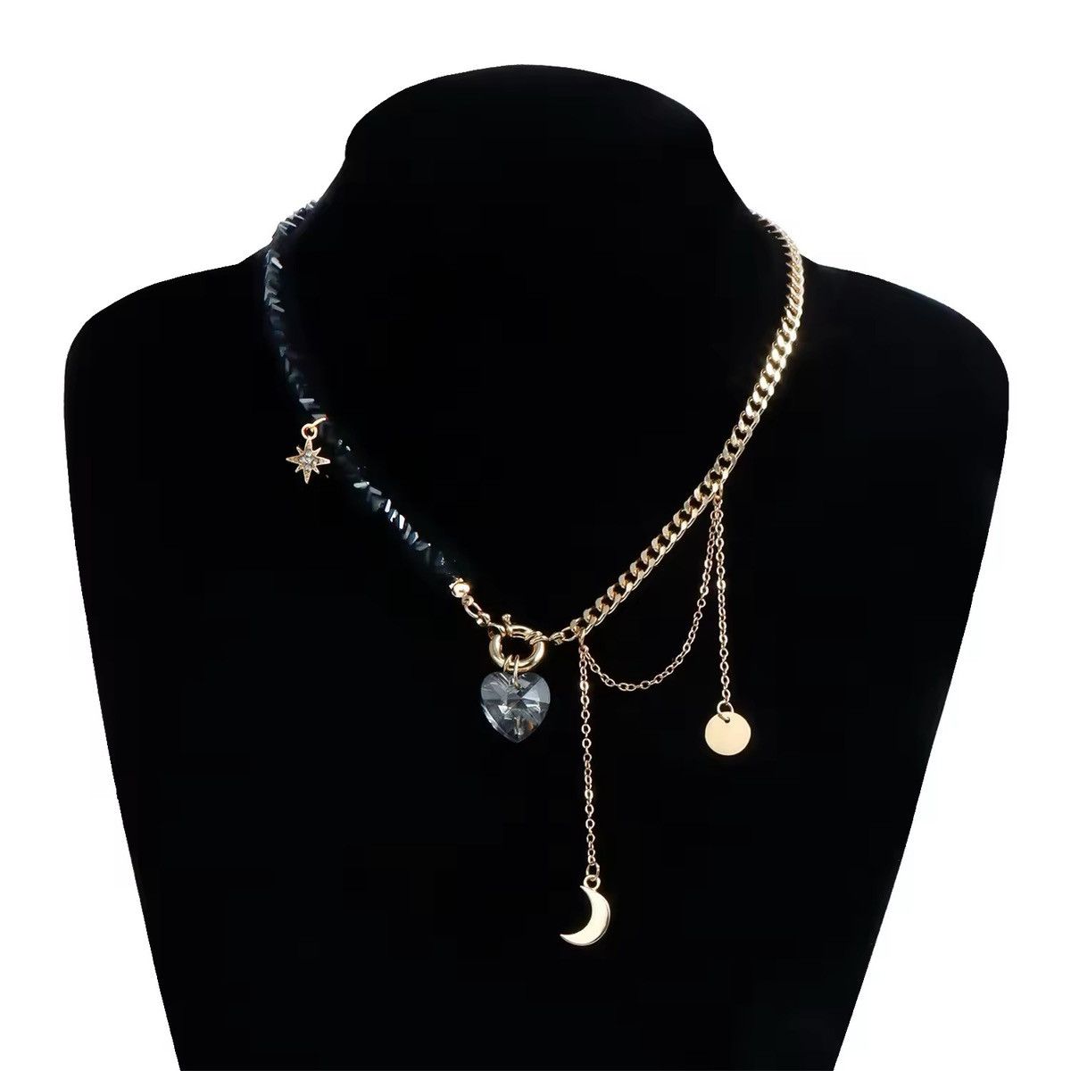 Jewelry Mirror Love Moon Simple Patchwork Necklace Size ONE SIZE - 2 Thumbnail