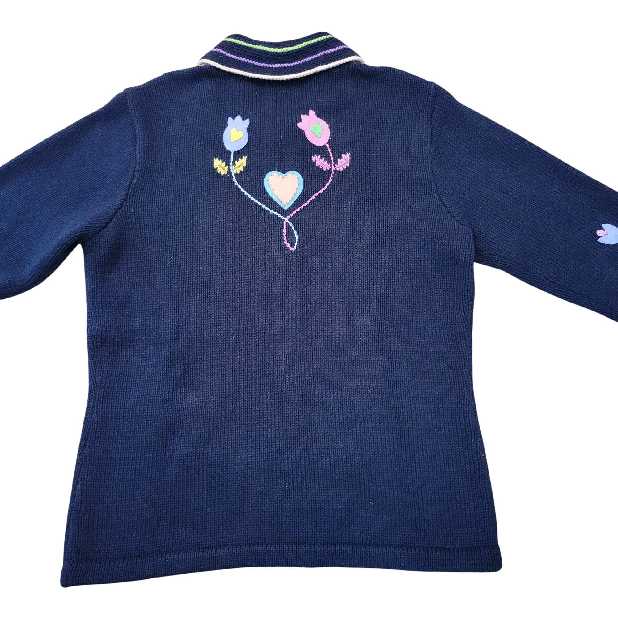 Vintage Storybook Knits Cardigan Embroidered Folk Lore Garden Full Z Size M / US 6-8 / IT 42-44 - 2 Thumbnail