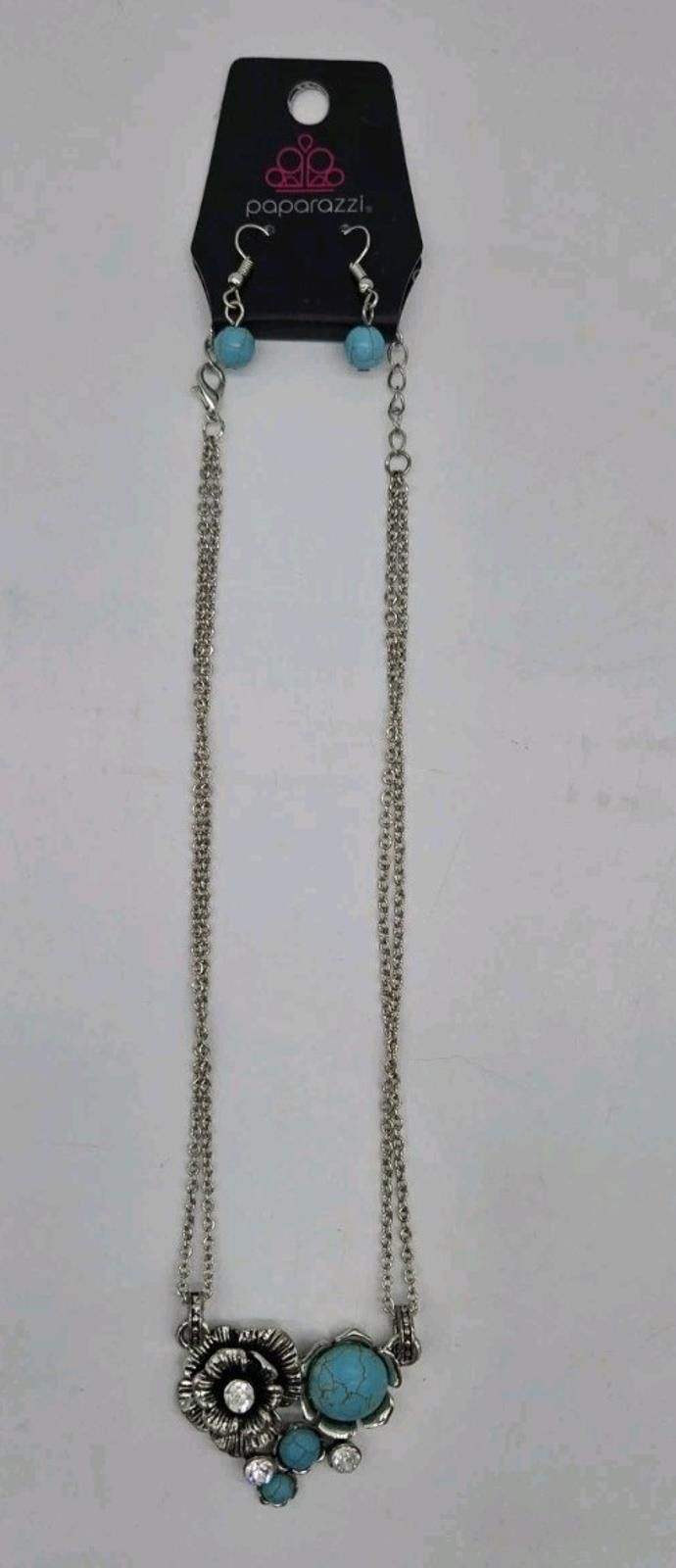 Unknown London Paparazzi Necklace & Earring Set NWT Silver Tone Torquoise F Size ONE SIZE - 2 Thumbnail