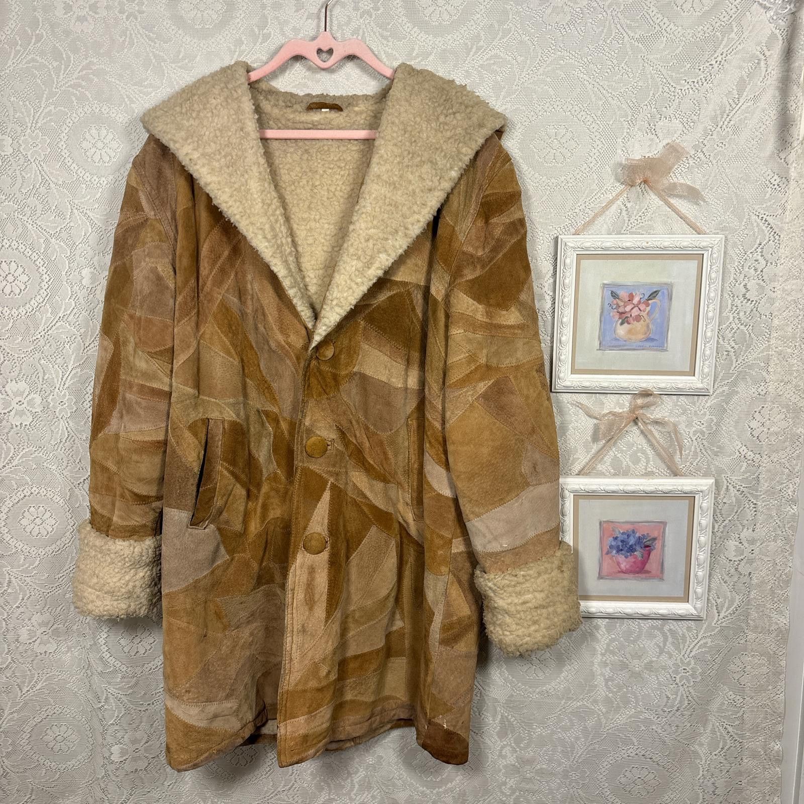 Other vintage leather patchwork hooded jacket with sherpa lining Size XL / US 12-14 / IT 48-50 - 1 Thumbnail