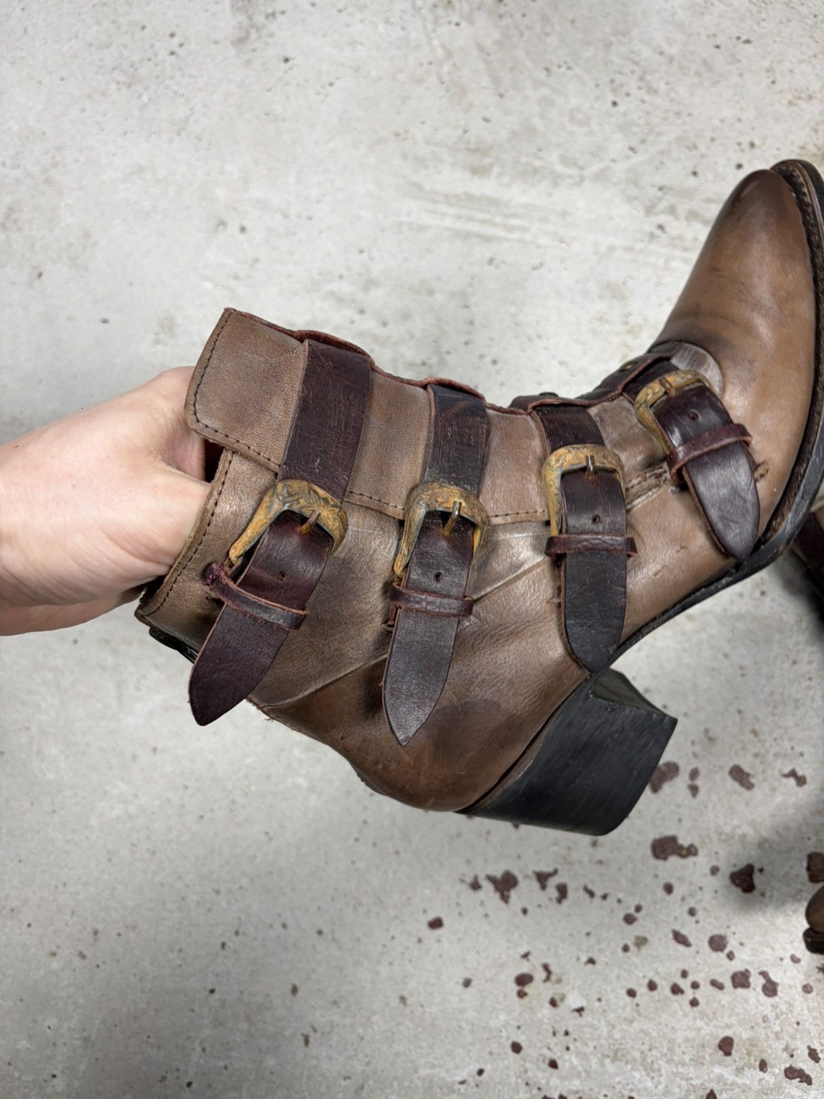 FREEBIRD Freebird by Steven Tate Stone Ankle Boots Buckle Leather Size US 7 / IT 37 - 3 Thumbnail