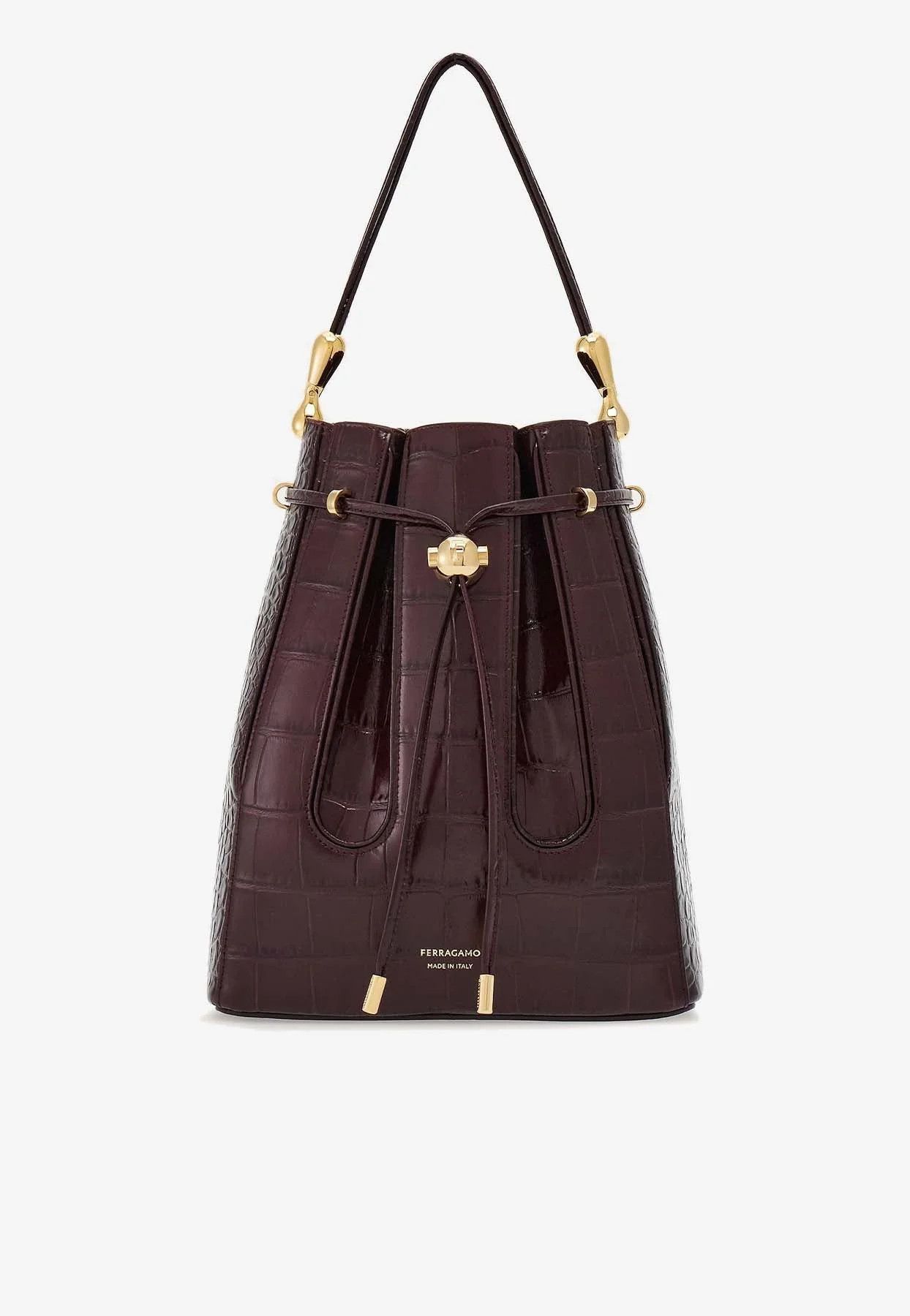 Salvatore Ferragamo o1s1rm0924 Size: OS / Leather Bucket Bag in Burgundy Size ONE SIZE - 1 Thumbnail