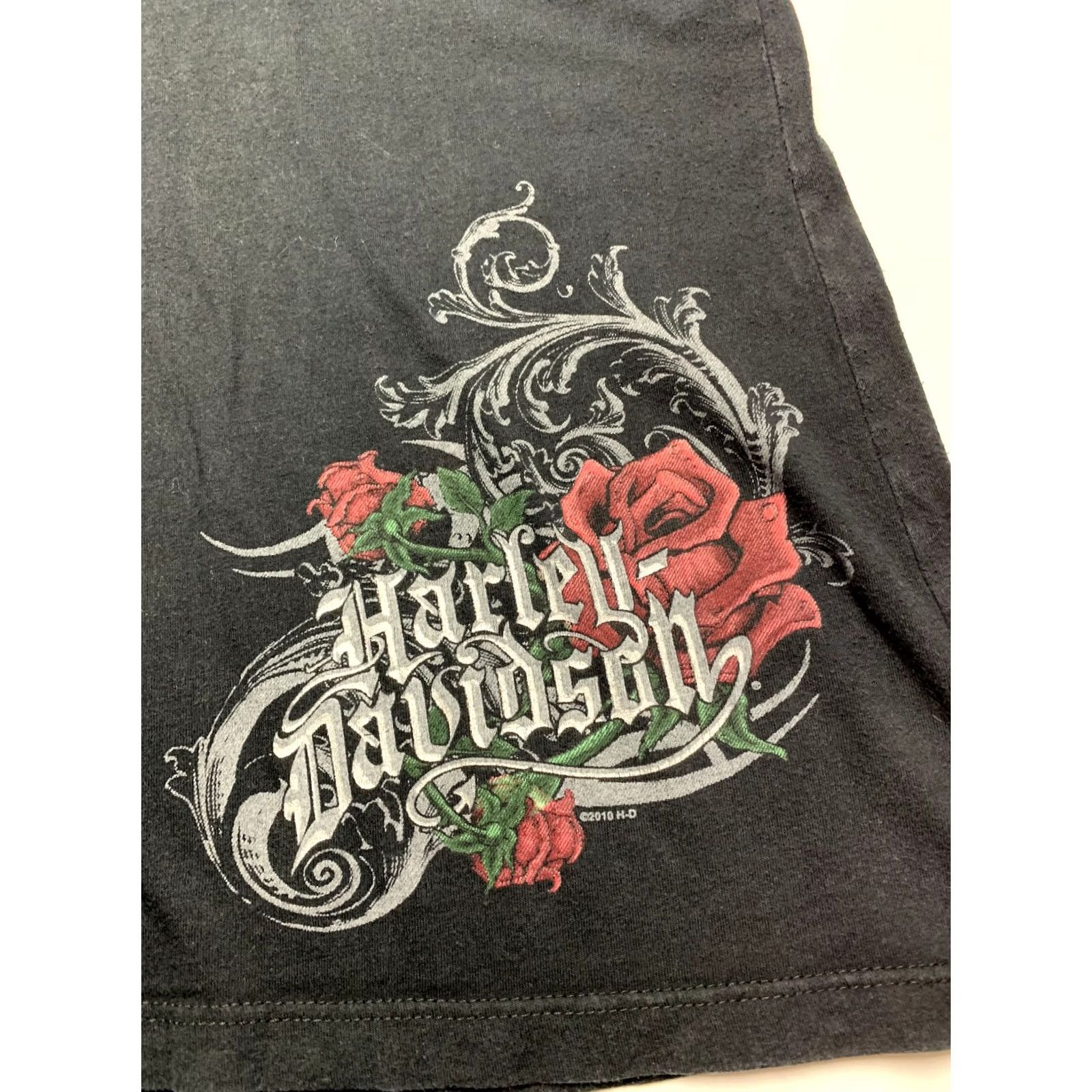 Harley Davidson Harley-Davidson Womens T Shirt Short Sleeve Rose Print Black XL Size XL / US 12-14 / IT 48-50 - 7 Thumbnail