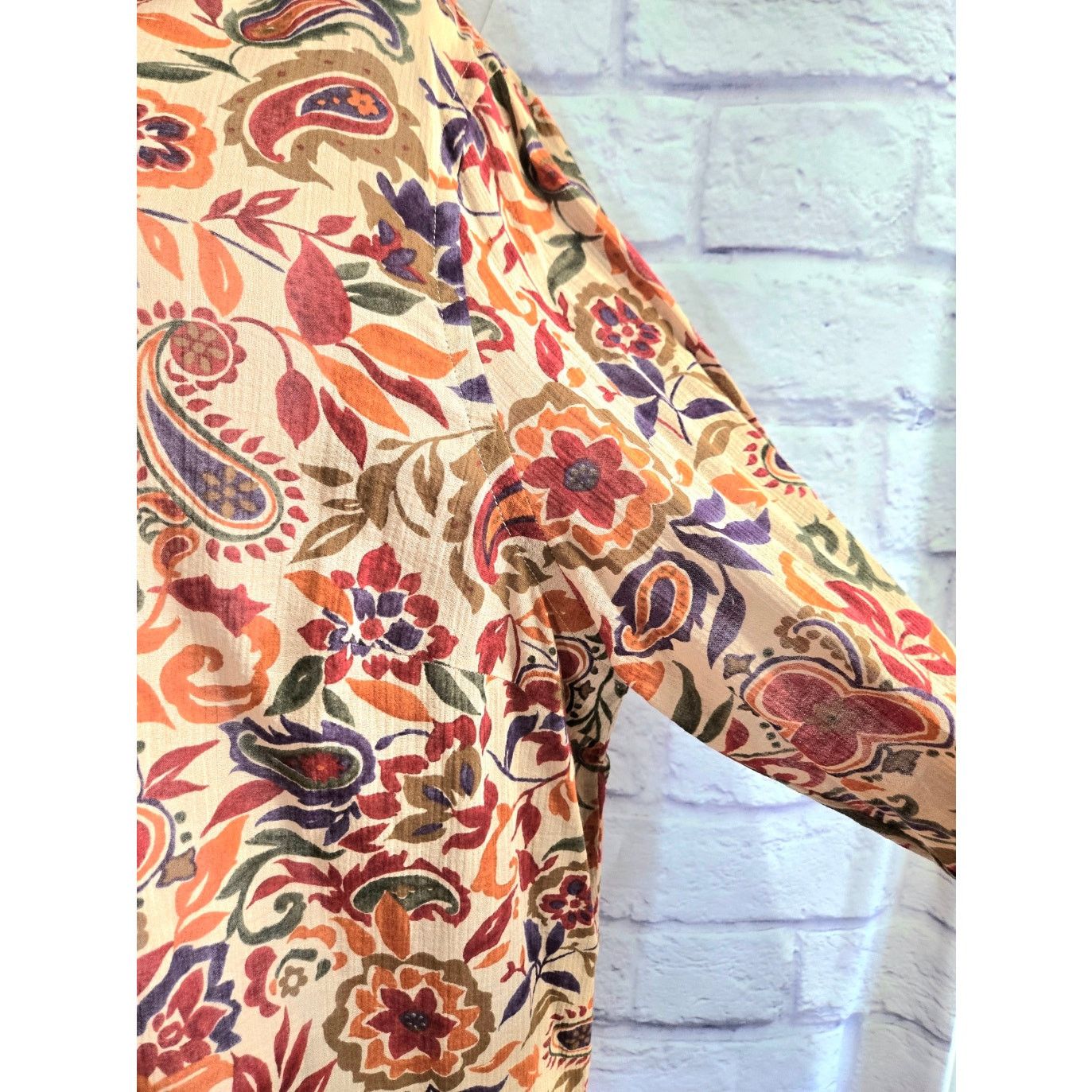 Other Lauren Ralph Lauren Tan Multicolor Floral Button Up Top 1X Size XXL / US 16-18 / IT 52-54 - 3 Thumbnail