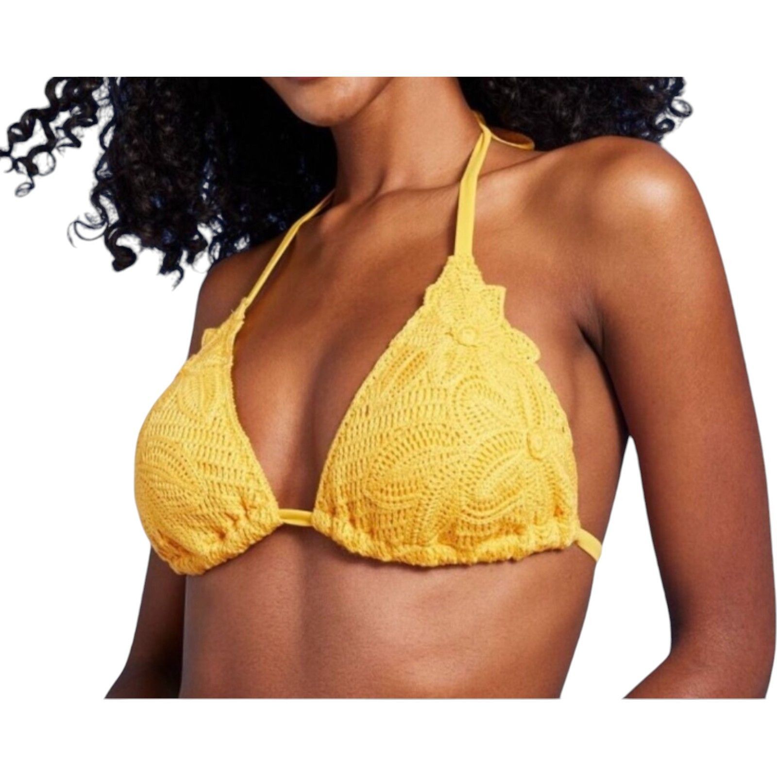 Other Shade & Shore - Women's Crochet Halter Triangle Bikini Top - Size ONE SIZE - 1 Thumbnail