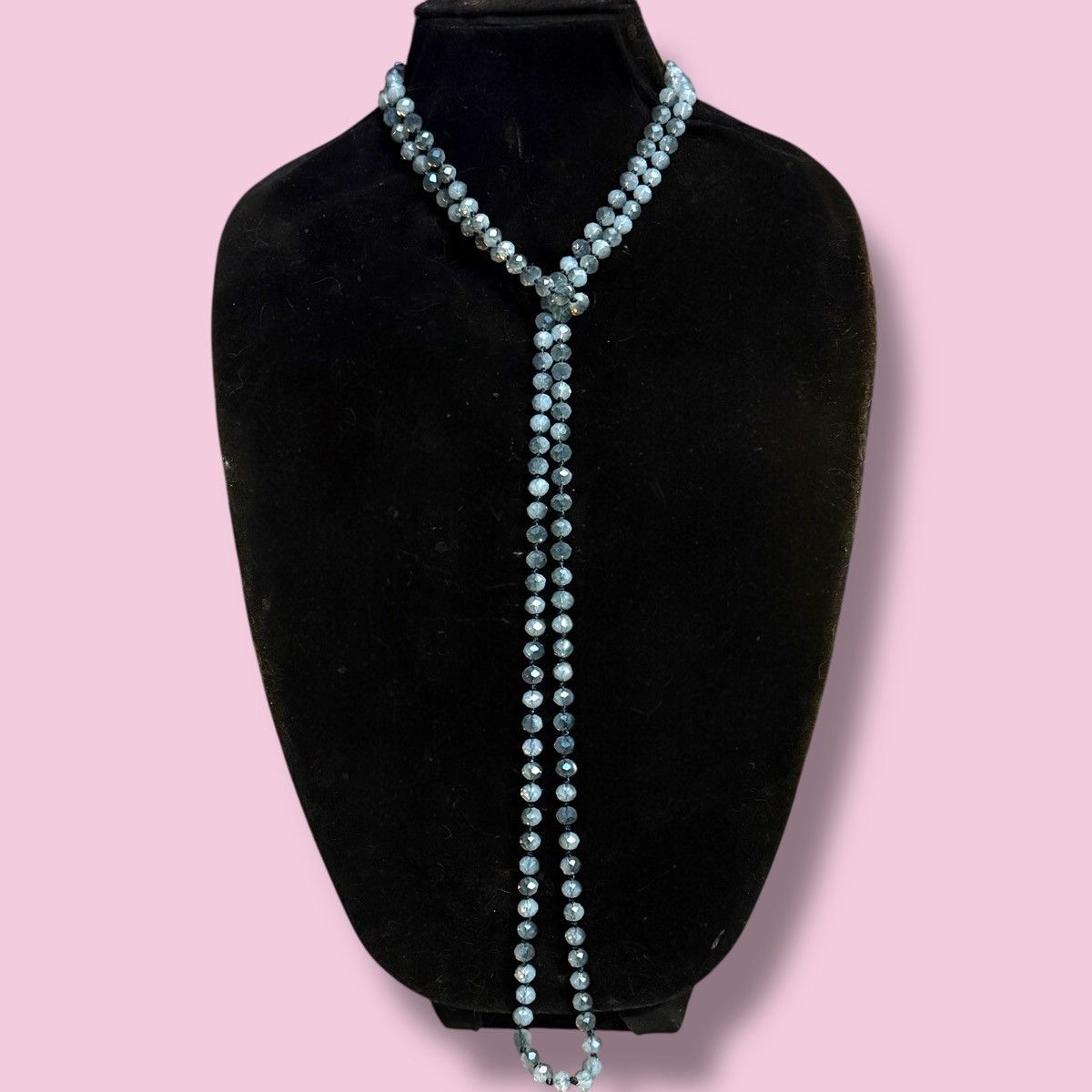 Vintage Vintage long ombré blue glass bead necklace Size ONE SIZE - 2 Thumbnail