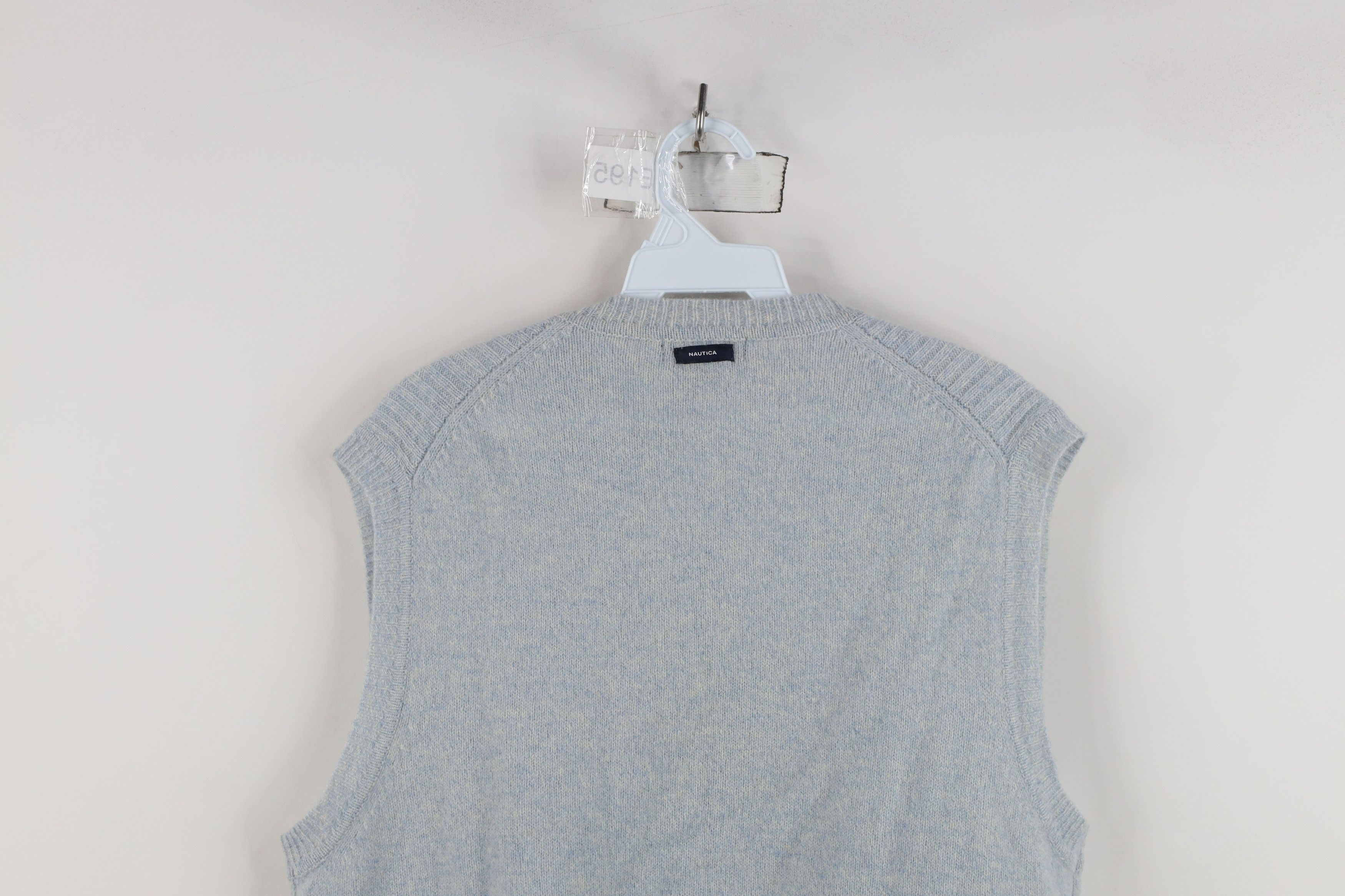 Nautica Vintage 90s Nautica Wool Knit V-Neck Sweater Vest Light Blue Size US L / EU 52-54 / 3 - 10 Thumbnail