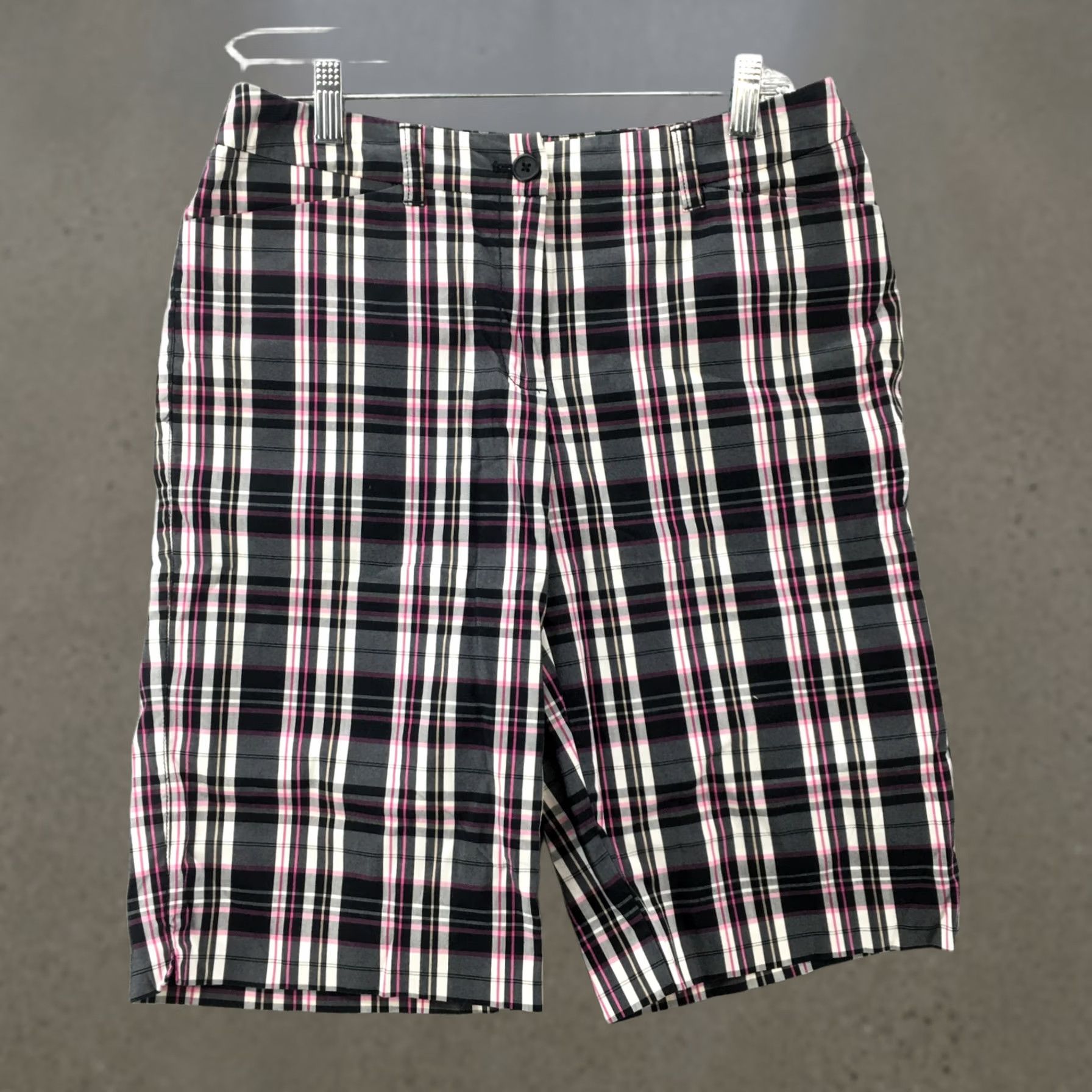 Anne Klein Anne Klein Sport Plaid Shorts Womens 6 Multicolor Cotton Blend Zip Fly Size 28" / US 6 / IT 42 - 1 Thumbnail