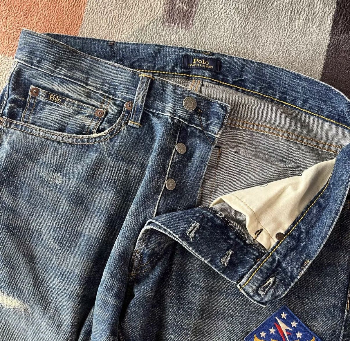 Ralph Lauren Ralph Lauren Distressed Patchwork Jeans K22 Size US 31 - 4 Thumbnail