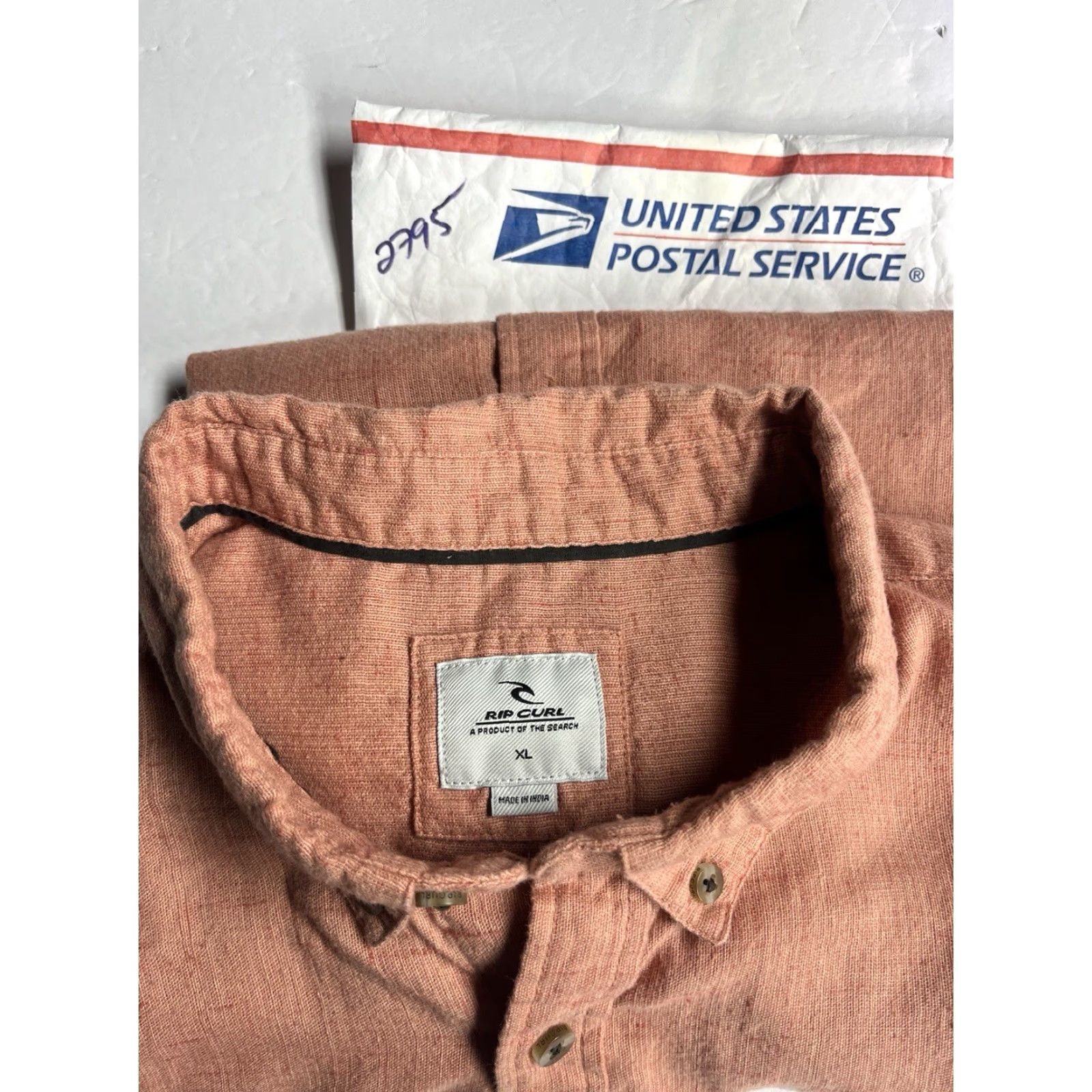 Rip Curl RIP CURL Shirt Button-Up Orange Cotton Short Sleeve - Large - Pockets Mens Size US L / EU 52-54 / 3 - 8 Thumbnail