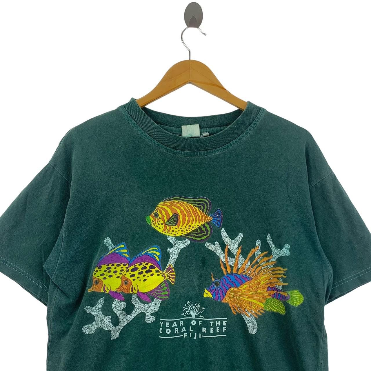 Vintage Vintage CORAL REEF FIJI Hand Print Fish Nature Tee Shirt Top Size US M / EU 48-50 / 2 - 2 Thumbnail
