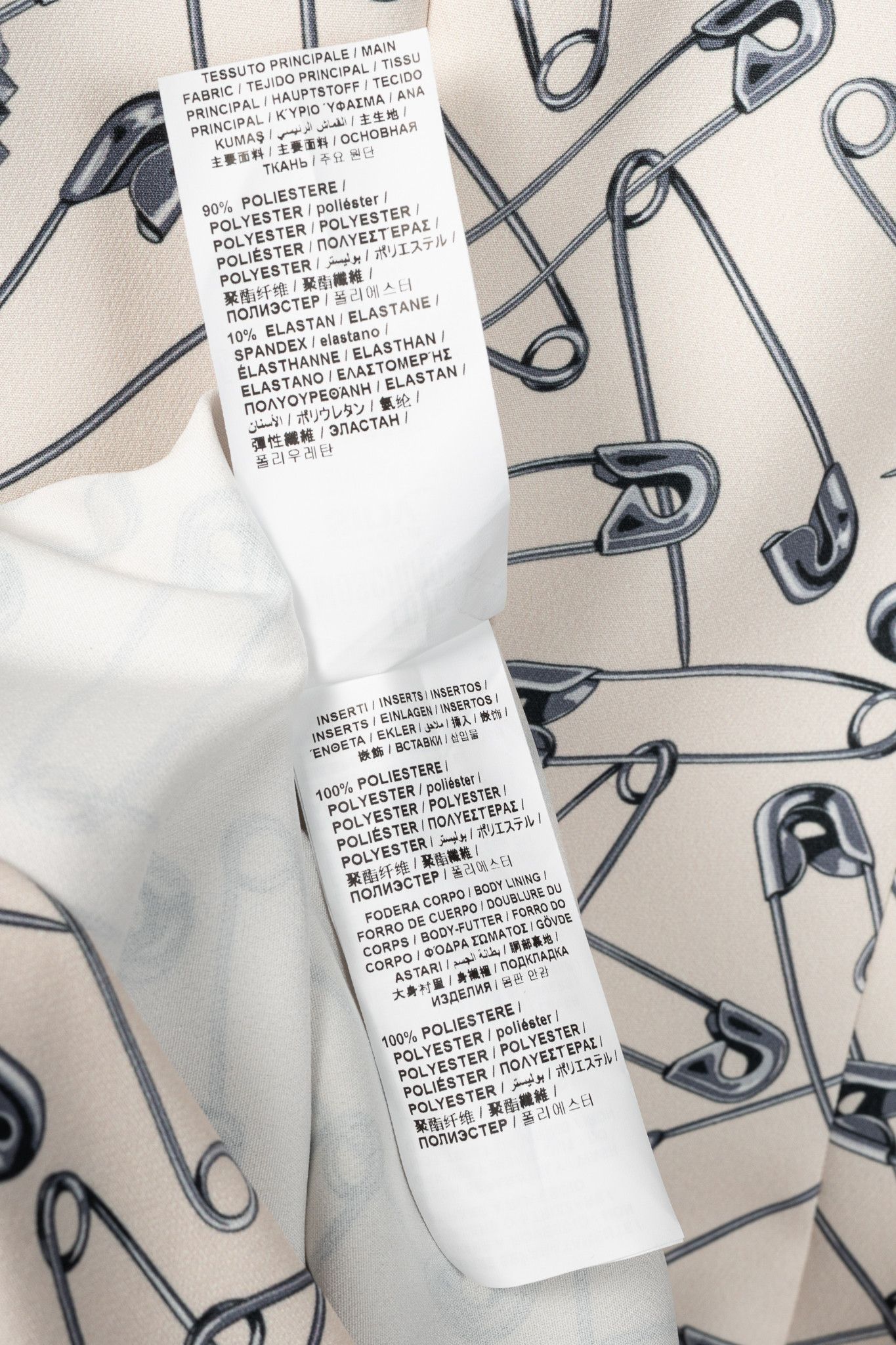 Love Moschino Love Moschino Cream Safety-Pin-Print Sheath Dress Size XL / US 12-14 / IT 48-50 - 9 Thumbnail