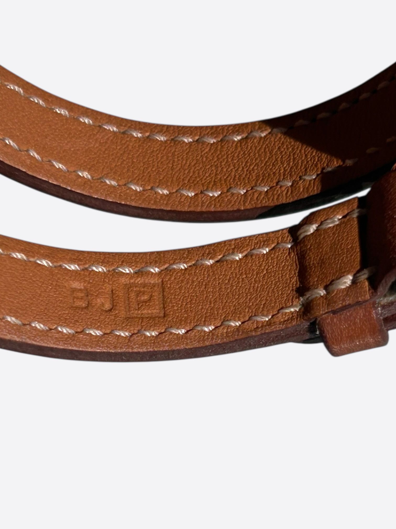 Hermes BrownSwift Palladium Hardware Jumbo Jet Double Tour Bracelet Size ONE SIZE - 3 Thumbnail