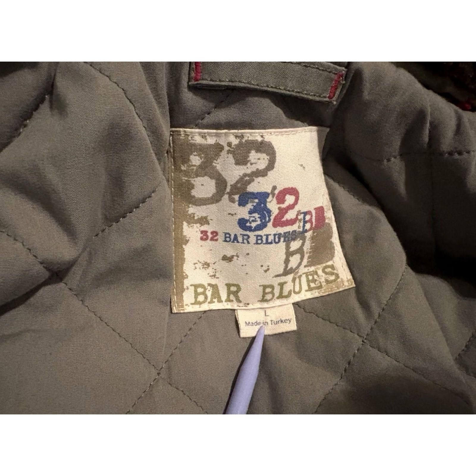 Vintage VINTAGE 32 Bar Blues Green Military Jacket Coat Full Zip Button Sherpa Collar Mens Large Bomber Jacket Green Mens L Full Zip Button Sherpa Collar Size US L / EU 52-54 / 3 - 4 Thumbnail