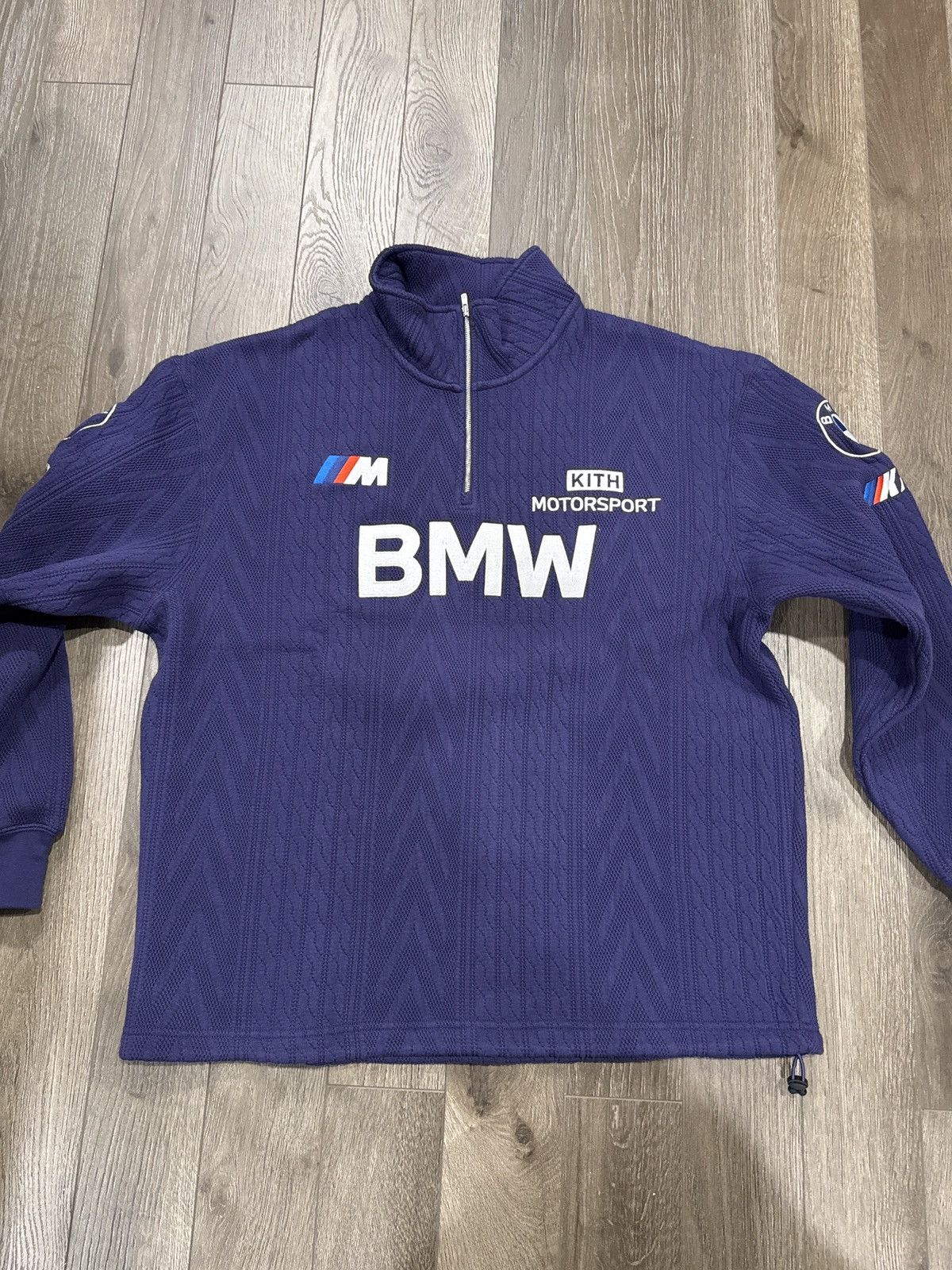 BMW × Kith Kith BMW cable fleece sweater quarter zip IN HAND | Grailed