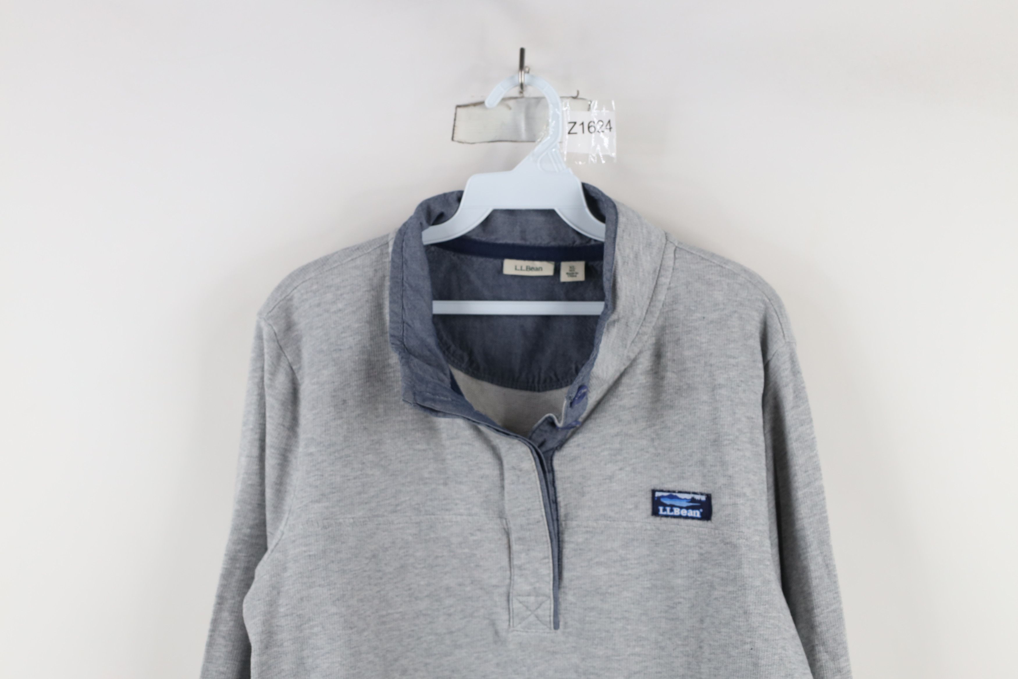 L.L. Bean × Vintage Y2K LL Bean Thermal Ribbed Knit Pullover Henley Sweater Gray Size XL / US 12-14 / IT 48-50 - 2 Thumbnail