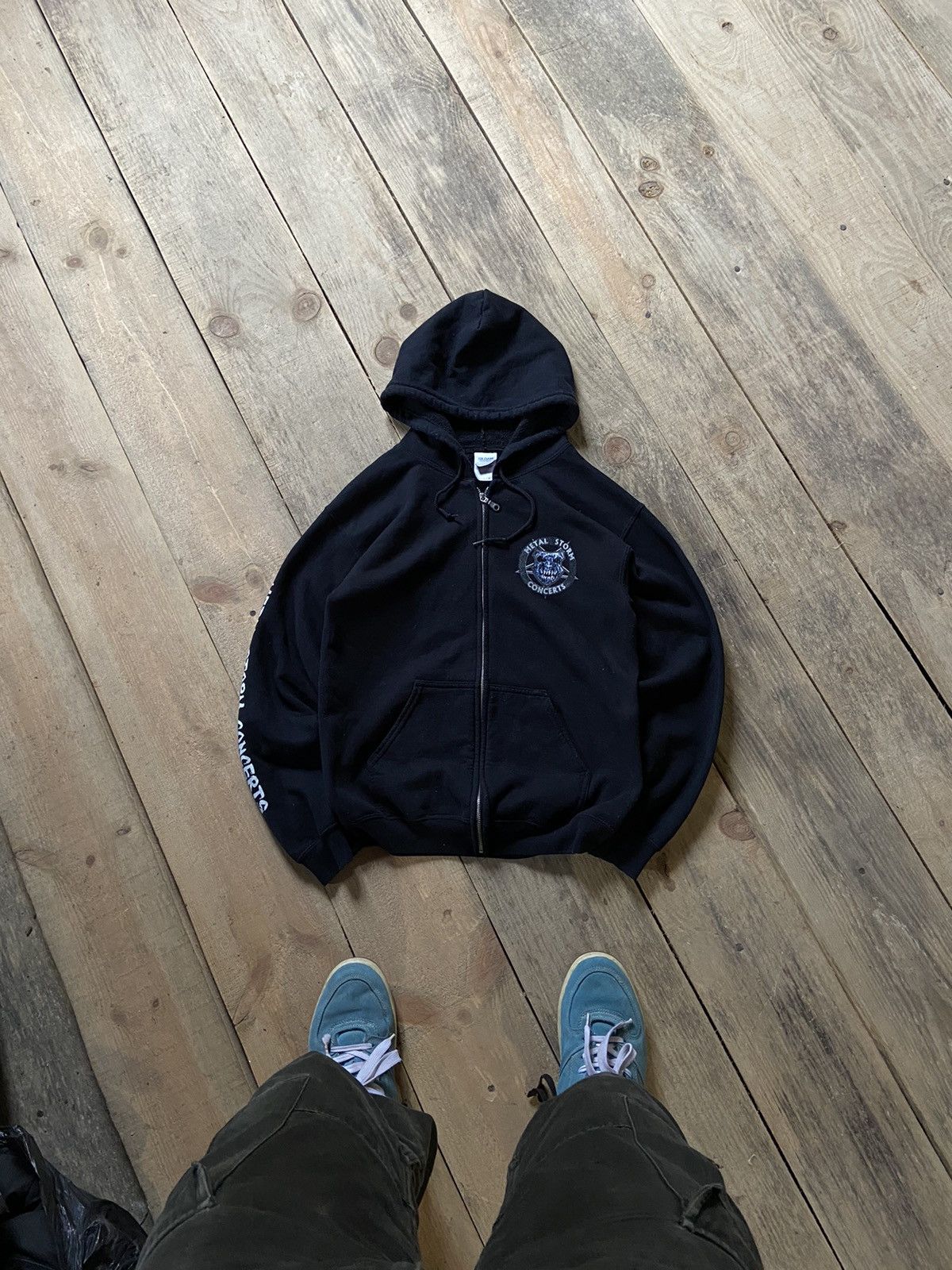 Vintage Zip Hoodies Oversized Metal Storm Concept Y2k