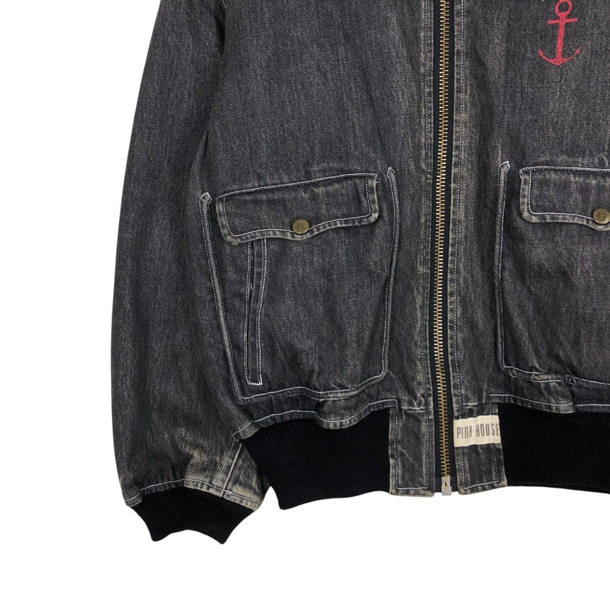 Japanese Brand 🔥VINTAGE DENIM BOMBER JACKET PINK HOUSE ISSEY MIYAKE Size US M / EU 48-50 / 2 - 6 Thumbnail