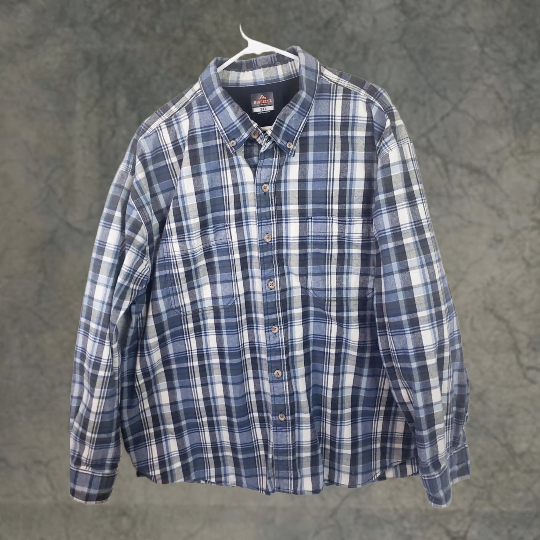 Vintage Ridgecut Toughwear Men's 3XL Blue Plaid Flannel Shirt Heavy 100% Cotton Button-Up Outdoor Size US XXL / EU 58 / 5 - 1 Thumbnail