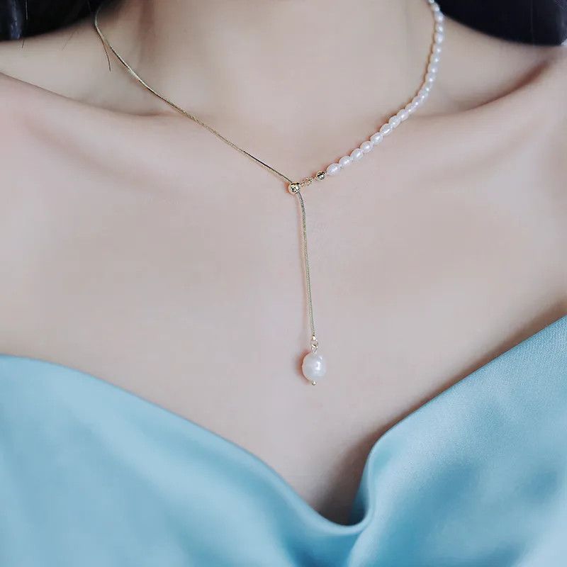 Jewelry Elegant Natural Pearl Chain Necklace Size ONE SIZE - 3 Thumbnail