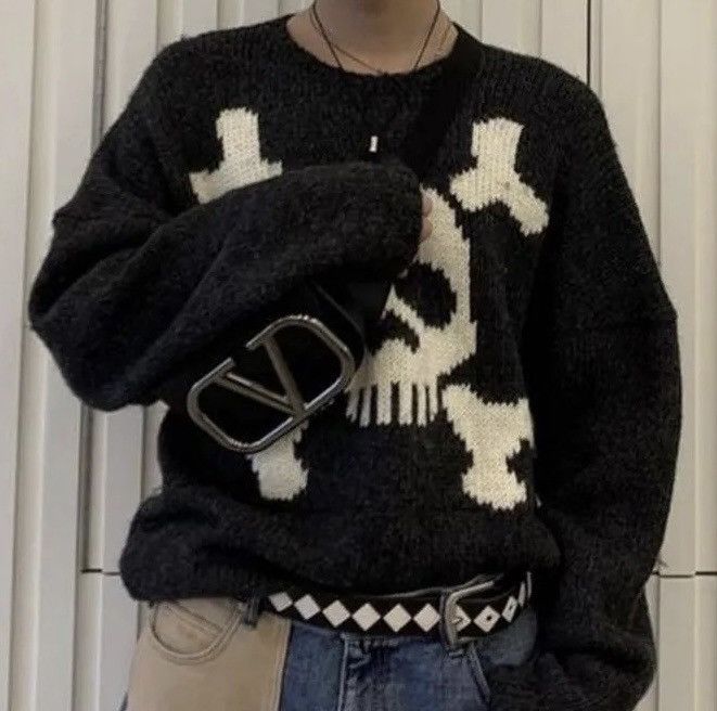 Gothic Sweater Skull Graphic Knit Sweater