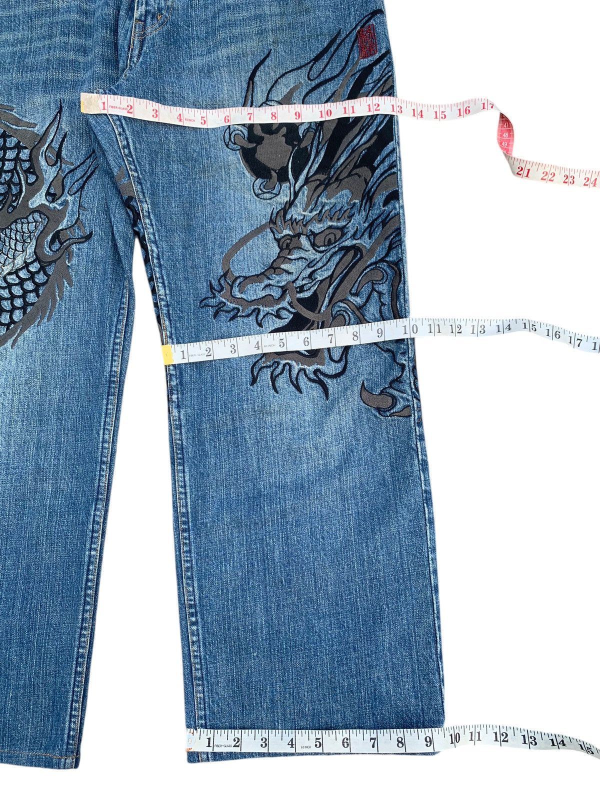 Kapital KARAKURI TAMASHI DRAGON EMBROIDERY JAPANESE SUKAJAN DENIM Size US 34 / EU 50 - 21 Thumbnail