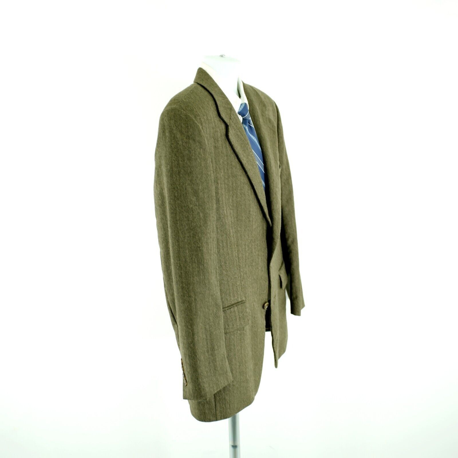 Chaps Chaps Ralph Lauren Green Herringbone 2 Button Sport Coat 40R Size 40R - 8 Thumbnail