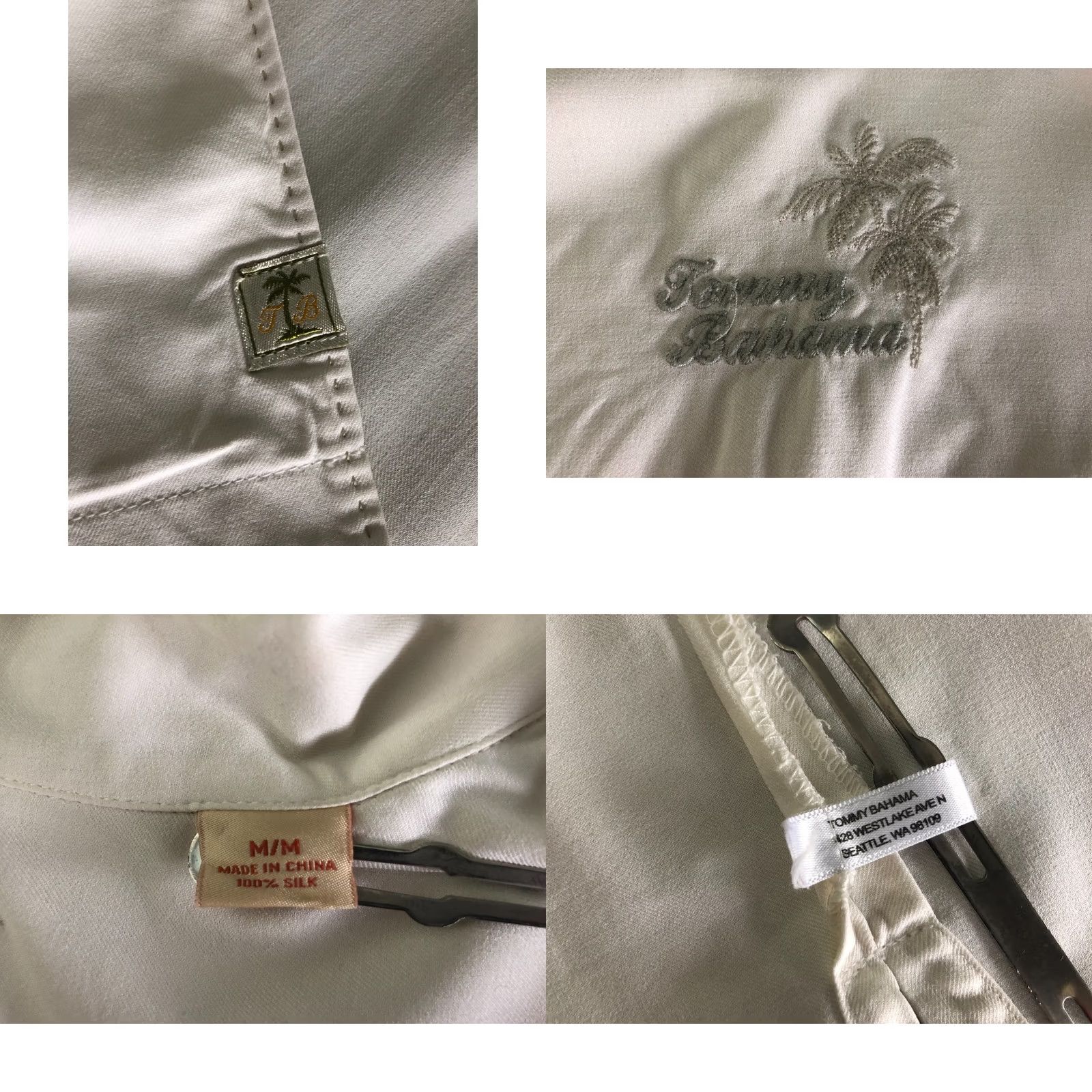 Tommy Bahama Tommy Bahama Shirt Mens M Ivory Silk Short Sleeve Button-Up Camp Collar Pocket Casual Regular Fit Size US M / EU 48-50 / 2 - 9 Thumbnail