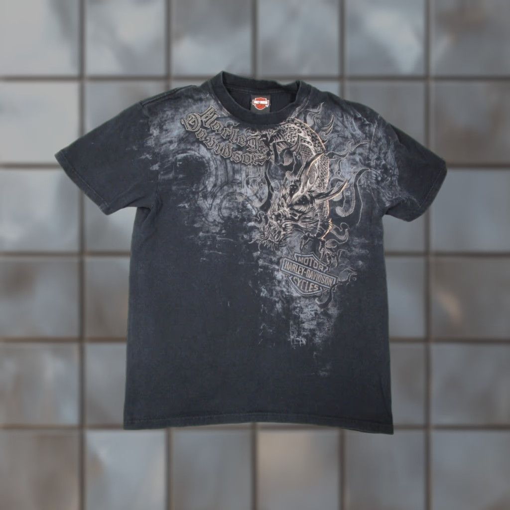 Harley Davidson Harley-Davidson Shirt Men L Black Double Sided Graphic Crew Neck Los Angeles California Dragon Size US L / EU 52-54 / 3 - 1 Thumbnail