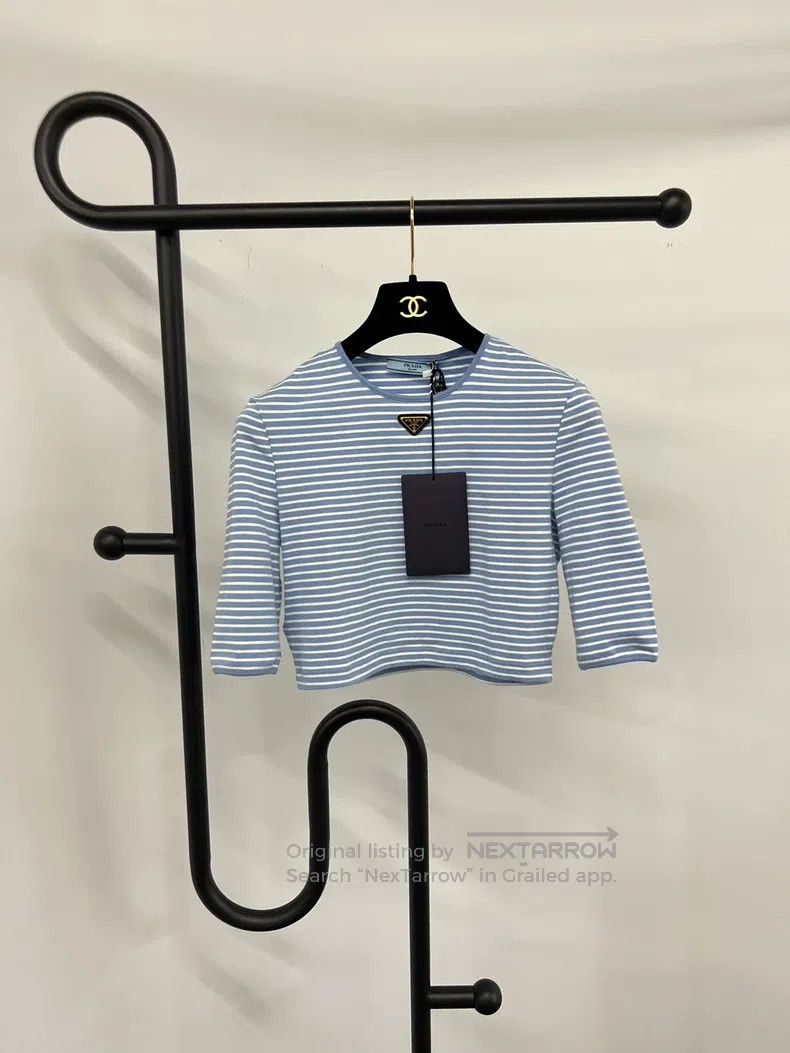 Prada Prada Blue and white striped short T-shirt Size XS / US 0-2 / IT 36-38 - 1 Thumbnail
